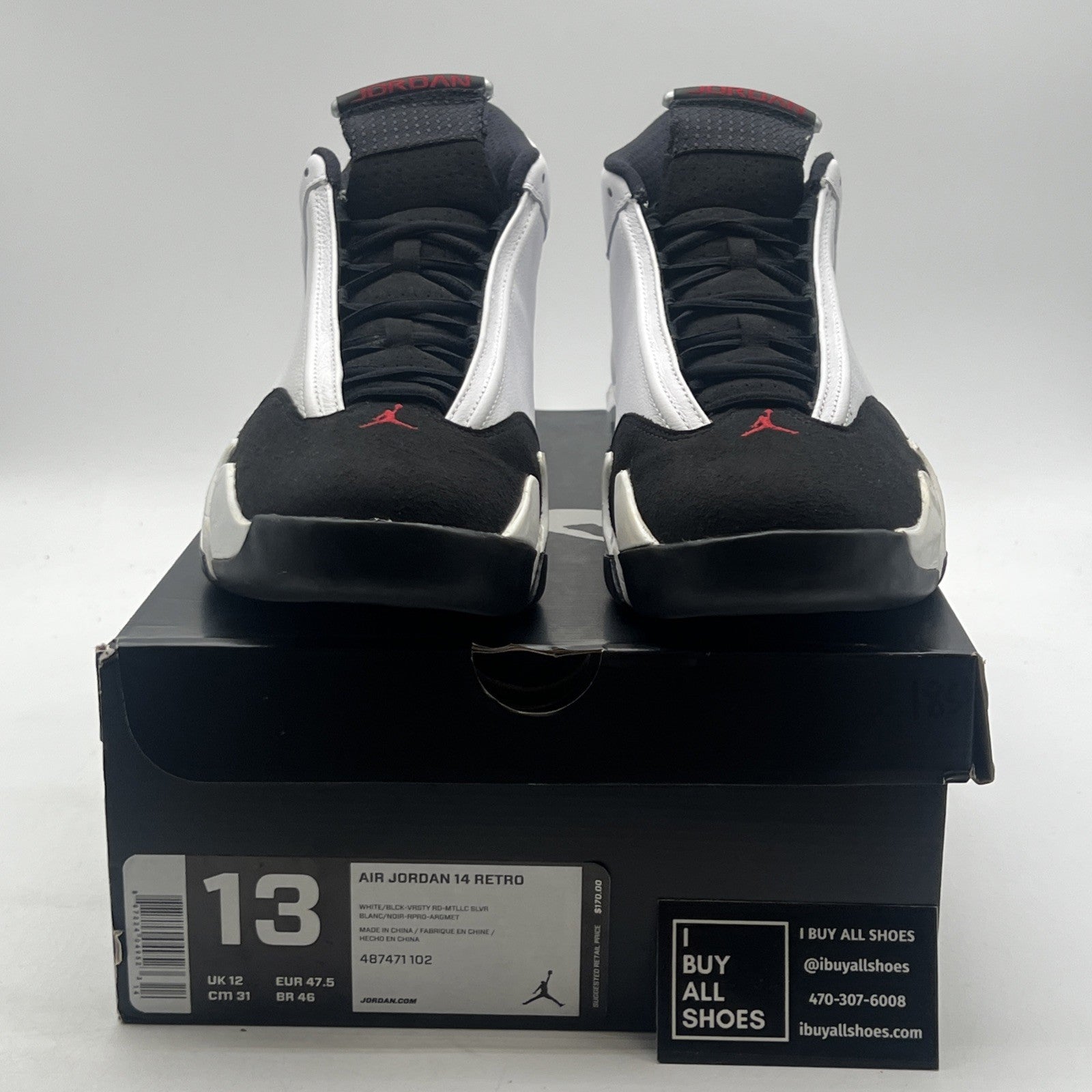 Size 13 - Air Jordan 14 Retro 2014 Black Toe (487471-102)