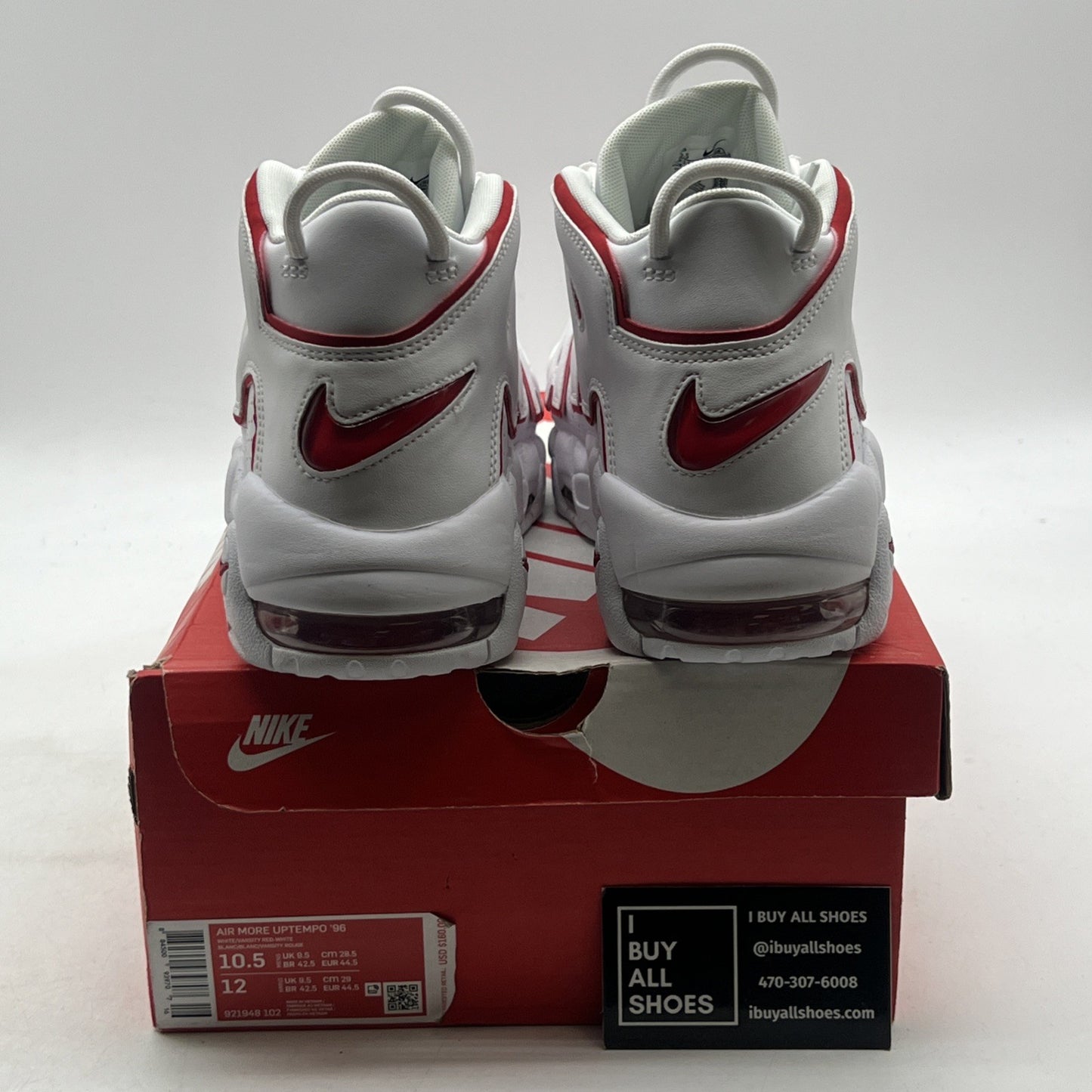 Size 10.5 - Nike Air More Uptempo White Varsity Red 2018 (921948-102)