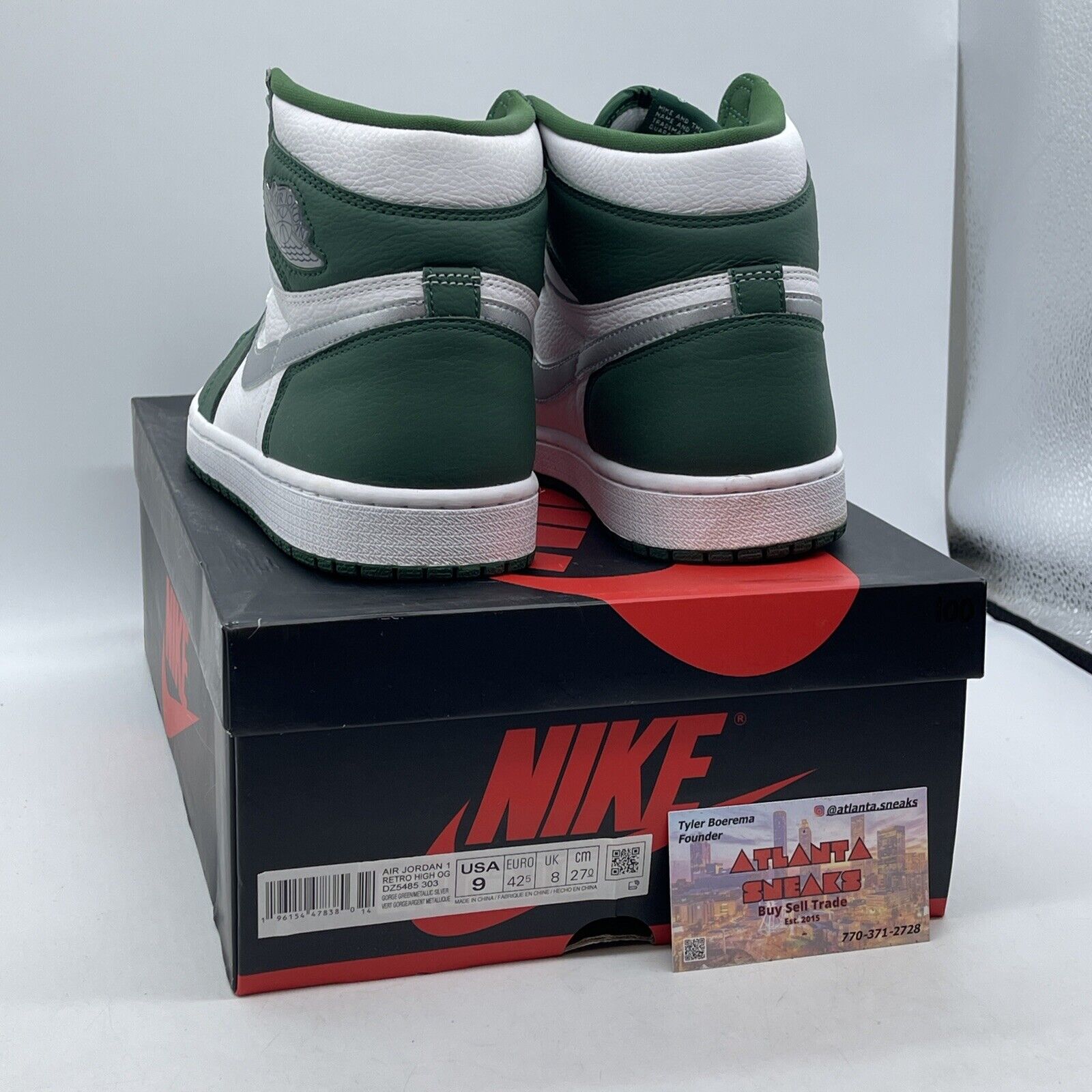 Size 9 - Jordan 1 Retro OG High Gorge Green White Silver Leather (DZ5485-303)
