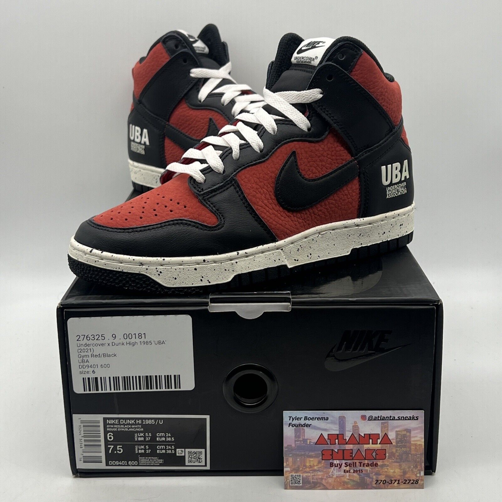 Size 6 - Nike Undercover x Dunk 1985 High UBA Red Black White Leather DD9401-600