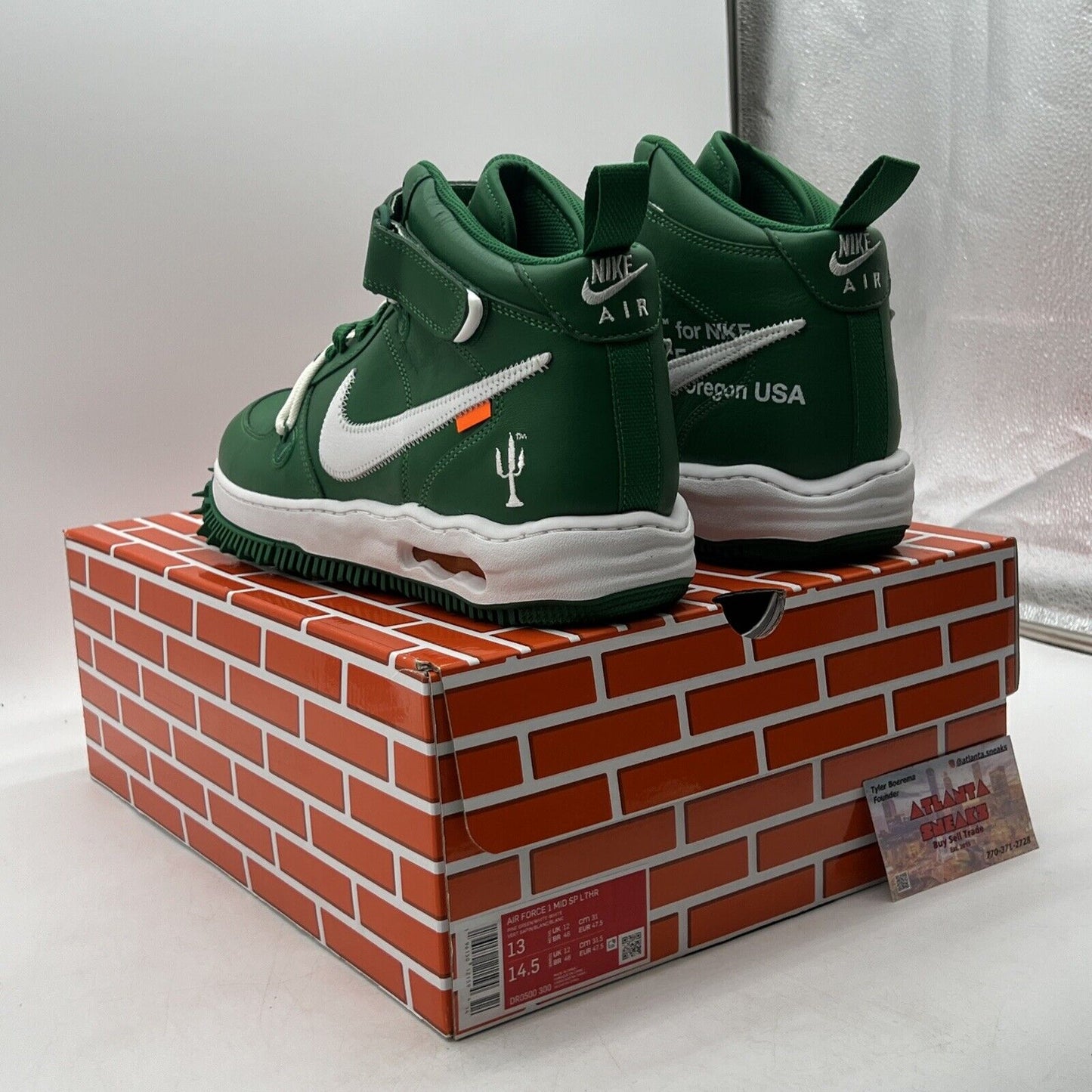 Size 13 - Nike Off-White x Air Force 1 SP Leather Mid Pine Green (DR0500-300)