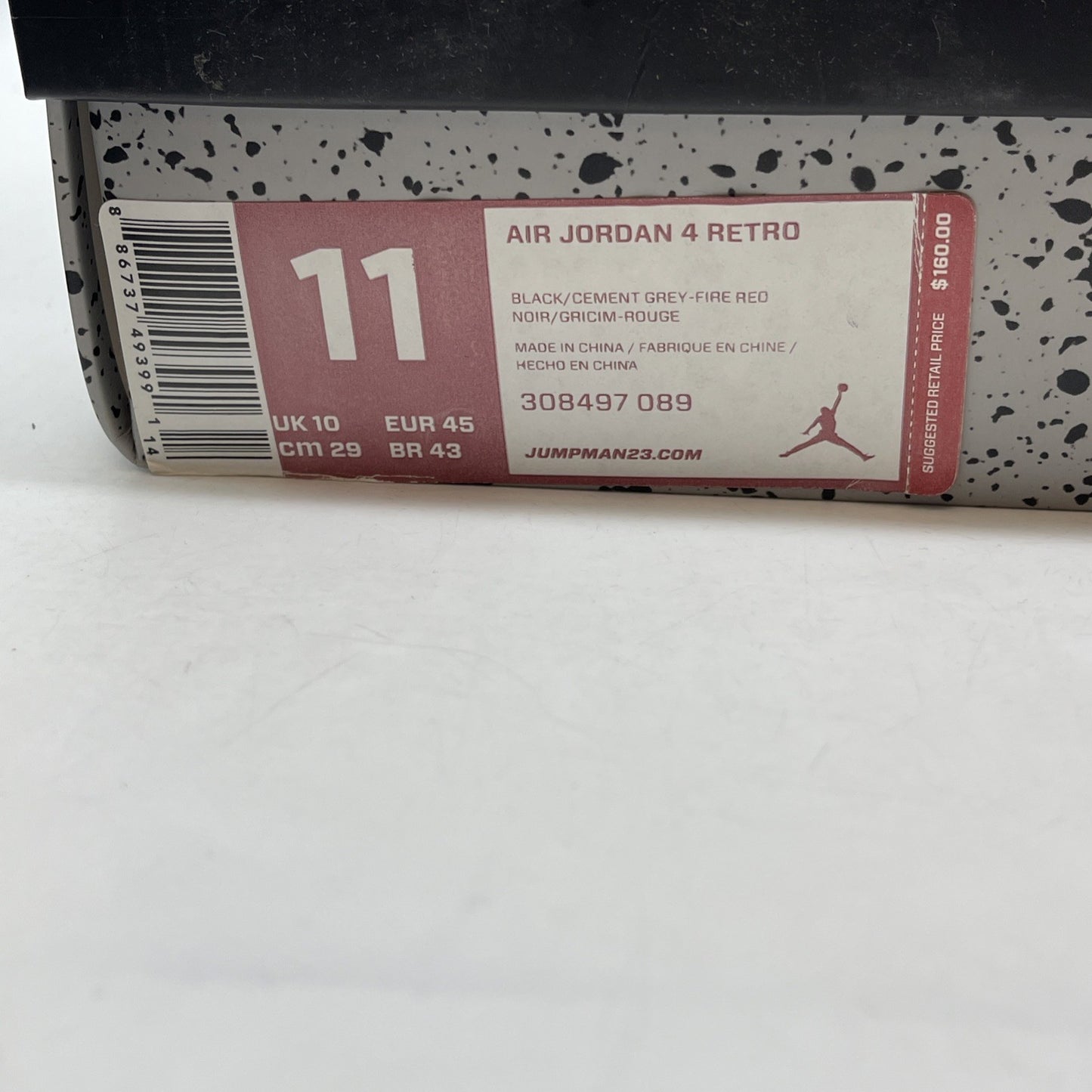 Size 11 - Jordan 4 Retro bred Black Red Suede (308497-089)