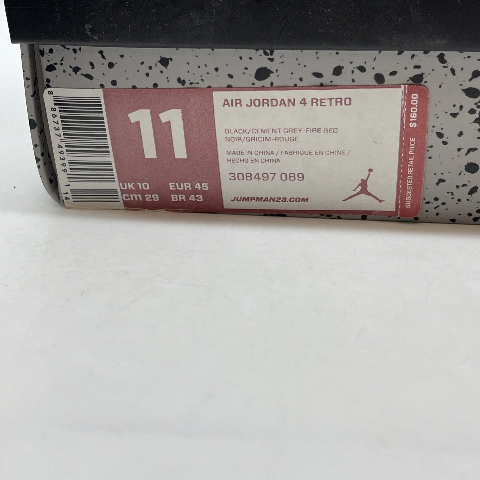 Size 11 - Jordan 4 Retro bred Black Red Suede (308497-089)