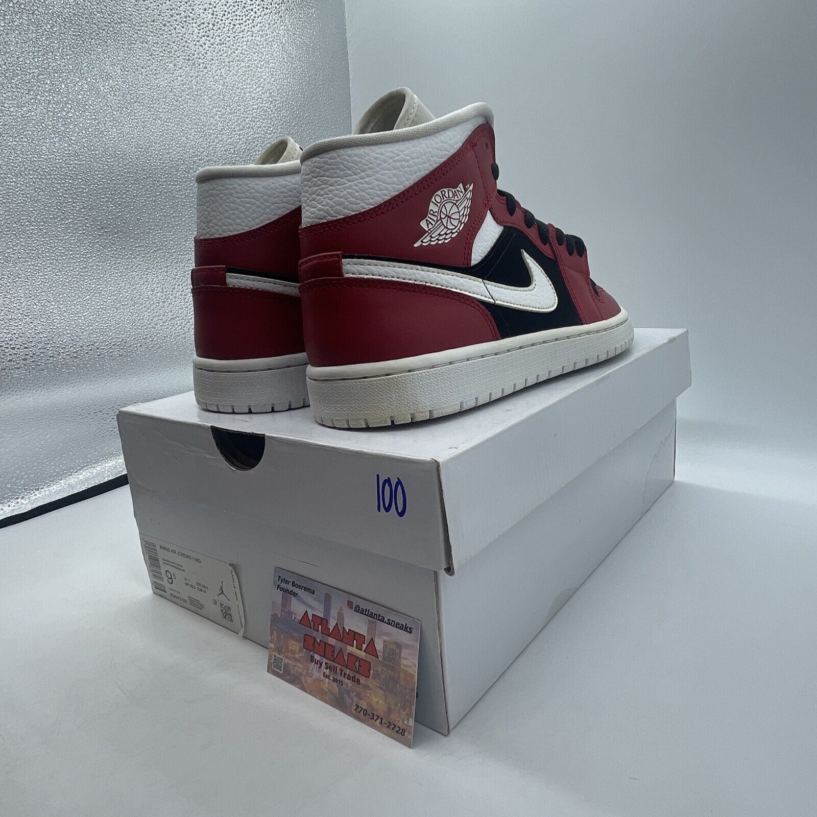 Size 9.5W- Air Jordan 1 Mid Gym Red Black White Suede Leather (BQ6472-601)