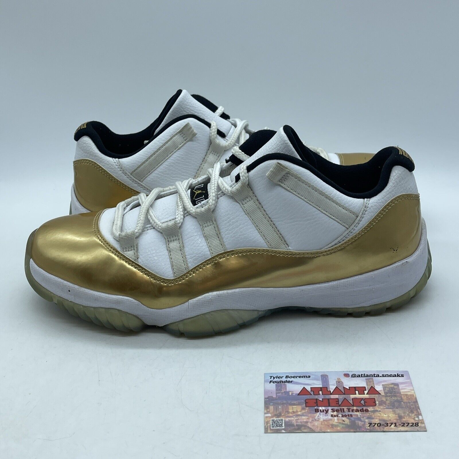 Size 10 - Air Jordan 11 Retro Low Closing Ceremony Gold White Leather 528895-103