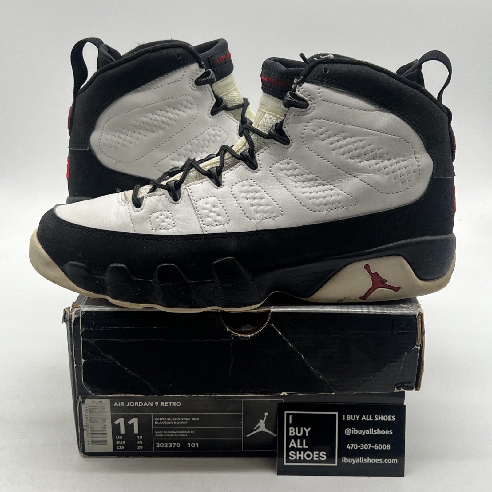 Size 11 - Air Jordan 9 Retro 2002 White Black Red (302370-101)