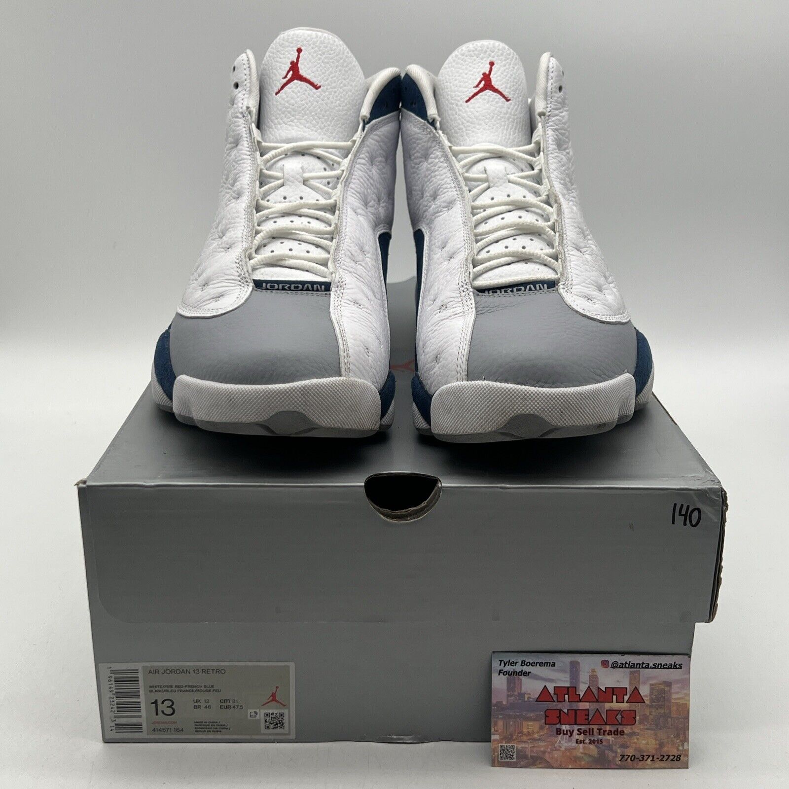 Size 13 - Jordan 13 Retro Mid French Blue White Grey Suede Leather (414571-164)