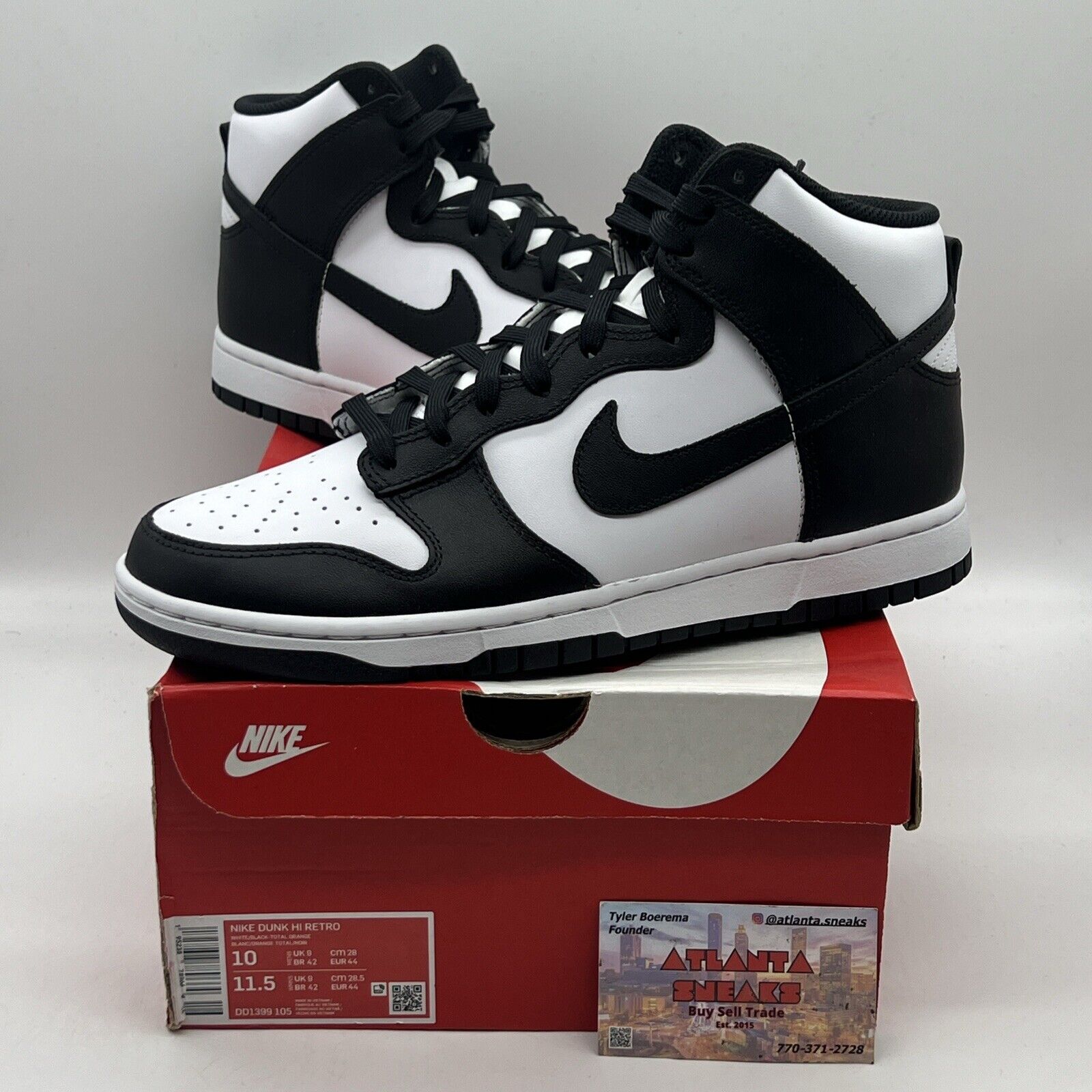 Size 10 - Nike Dunk High Black White Brand New Og All
