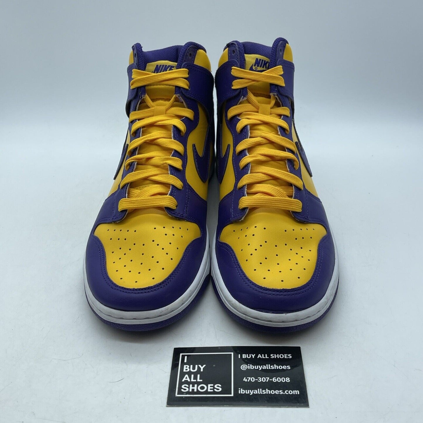 Size 9.5 - Nike Dunk High Lakers Yellow Purple White Leather (DD1399-500)