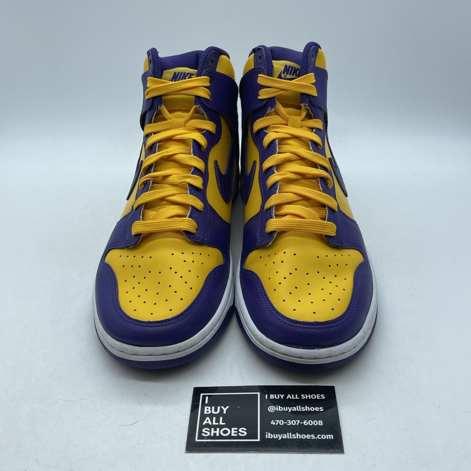 Size 9.5 - Nike Dunk High Lakers Yellow Purple White Leather (DD1399-500)