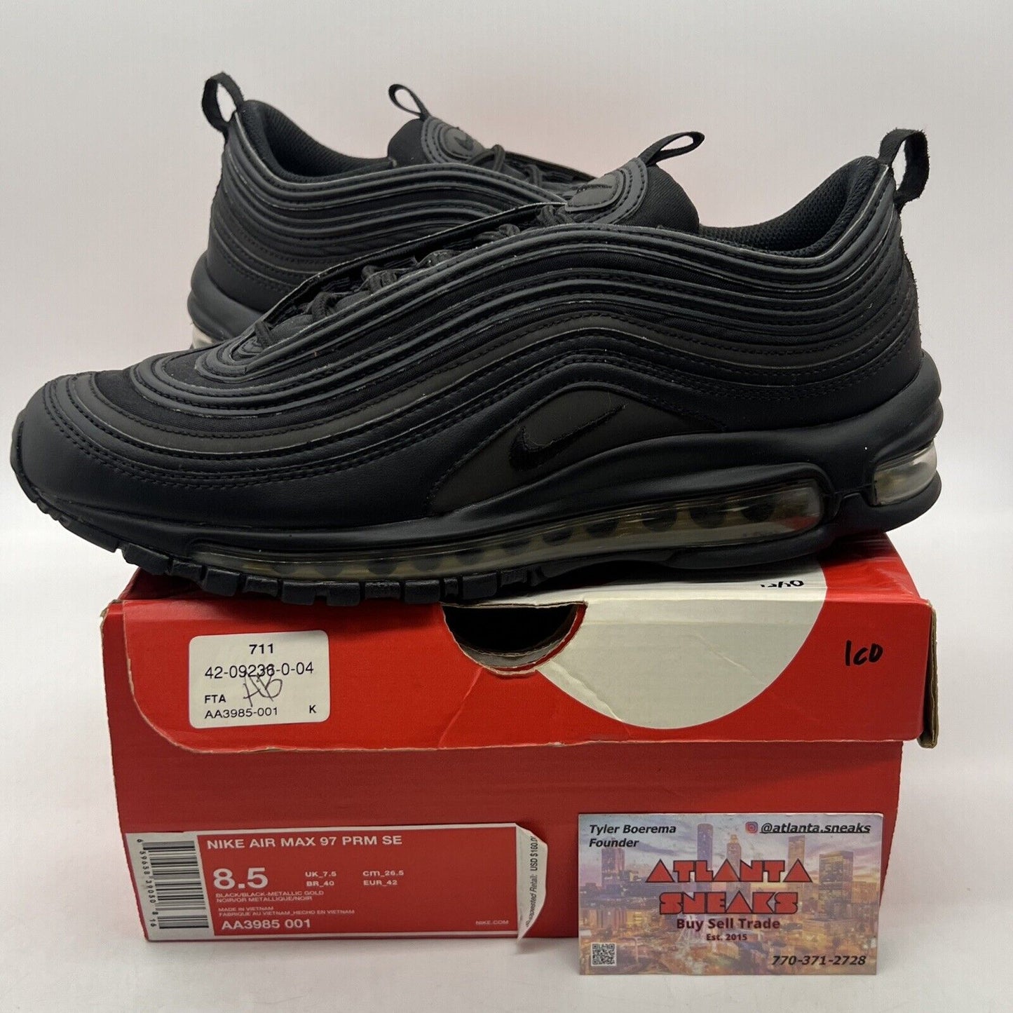 Size 8.5 - Nike Air Max 97 Gold Reflective Black (AA3985-001)