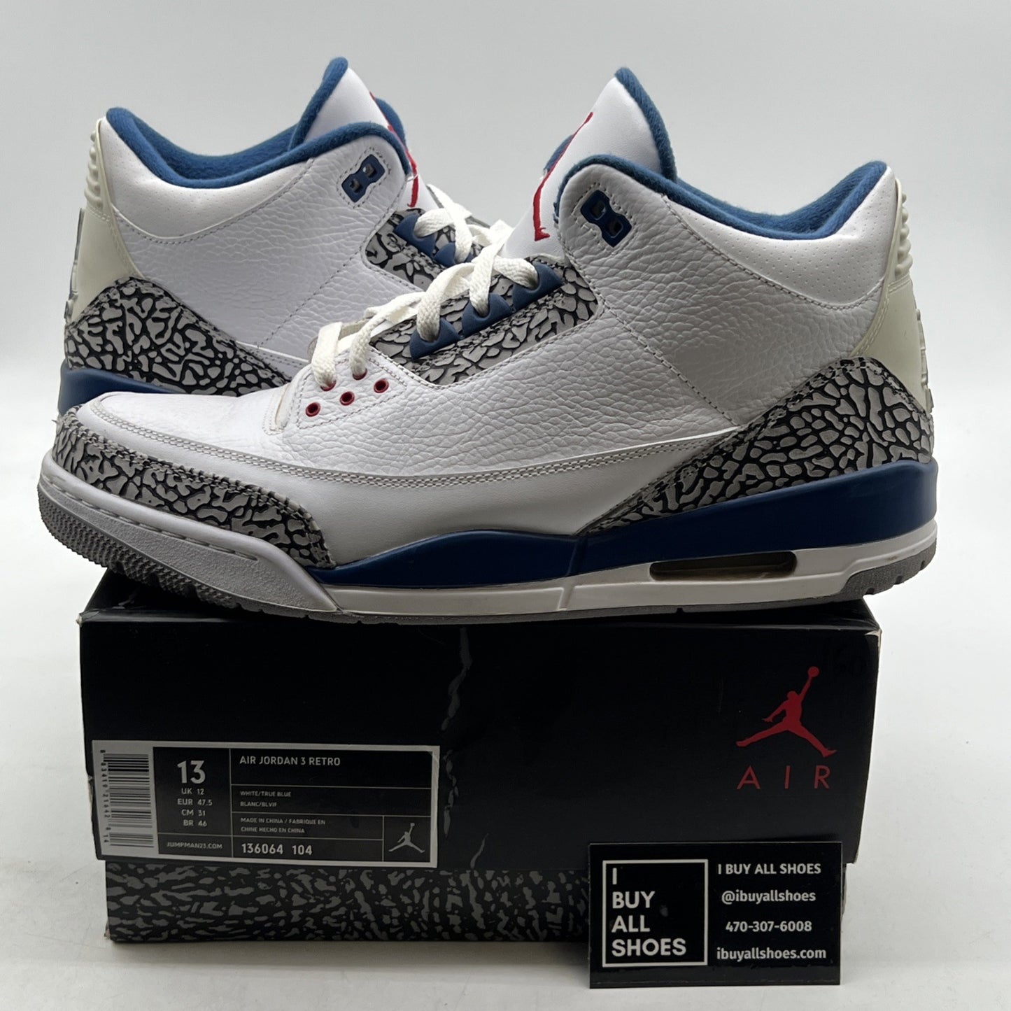 Size 13 - Air Jordan 3 Retro 2011 True Blue (136064-104)