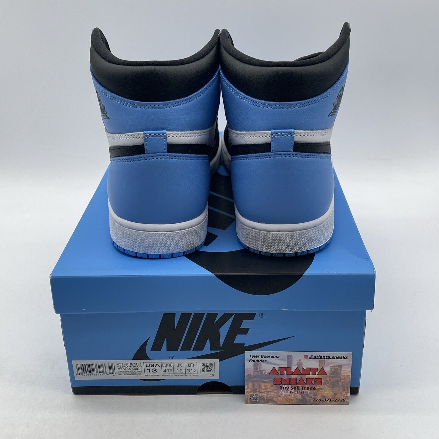 Size 13 - Jordan 1 Retro OG High UNC Toe Blue Black White Leather (DZ5485-400)