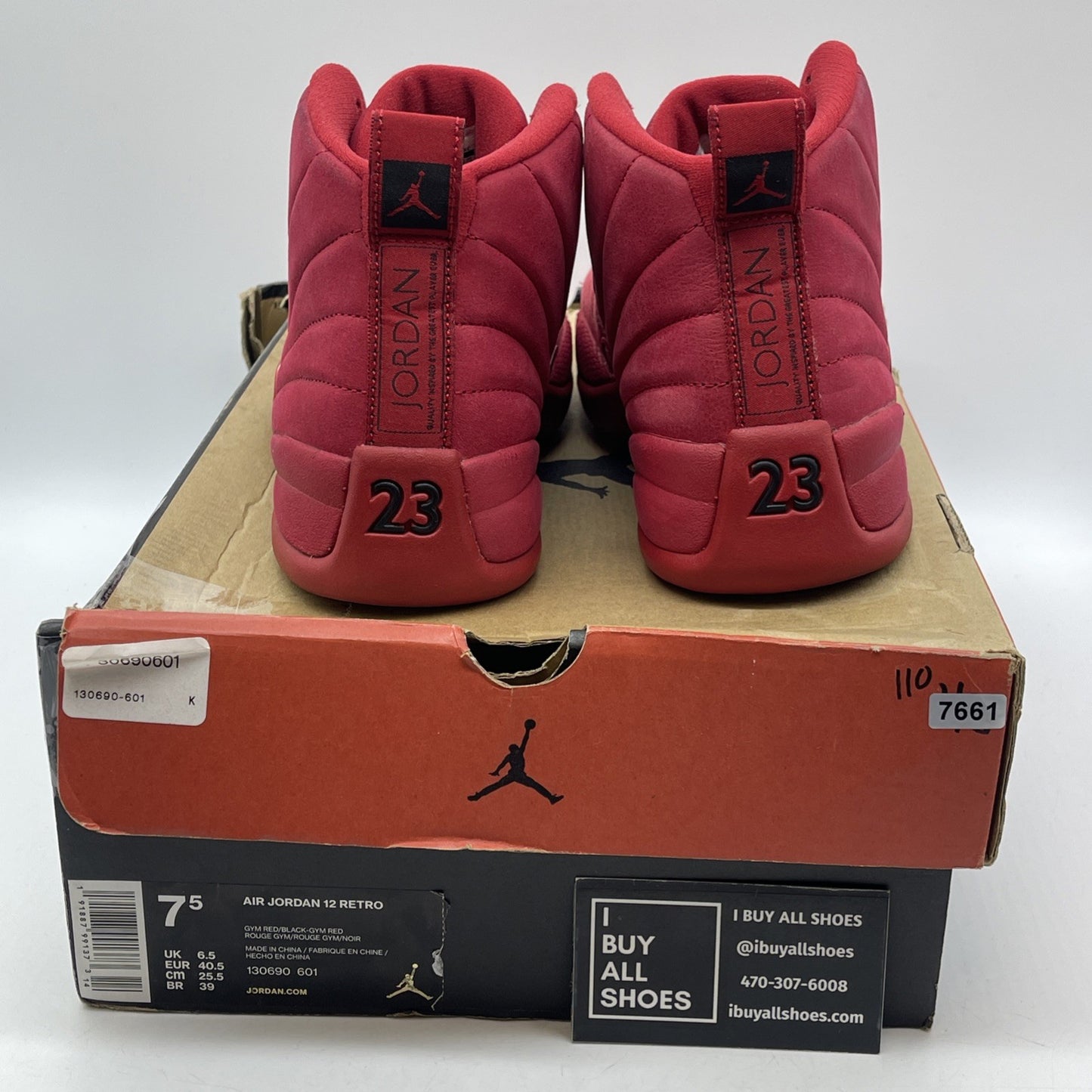 Size 7.5 - Air Jordan 12 Retro Gym Red Suede (130690-601)
