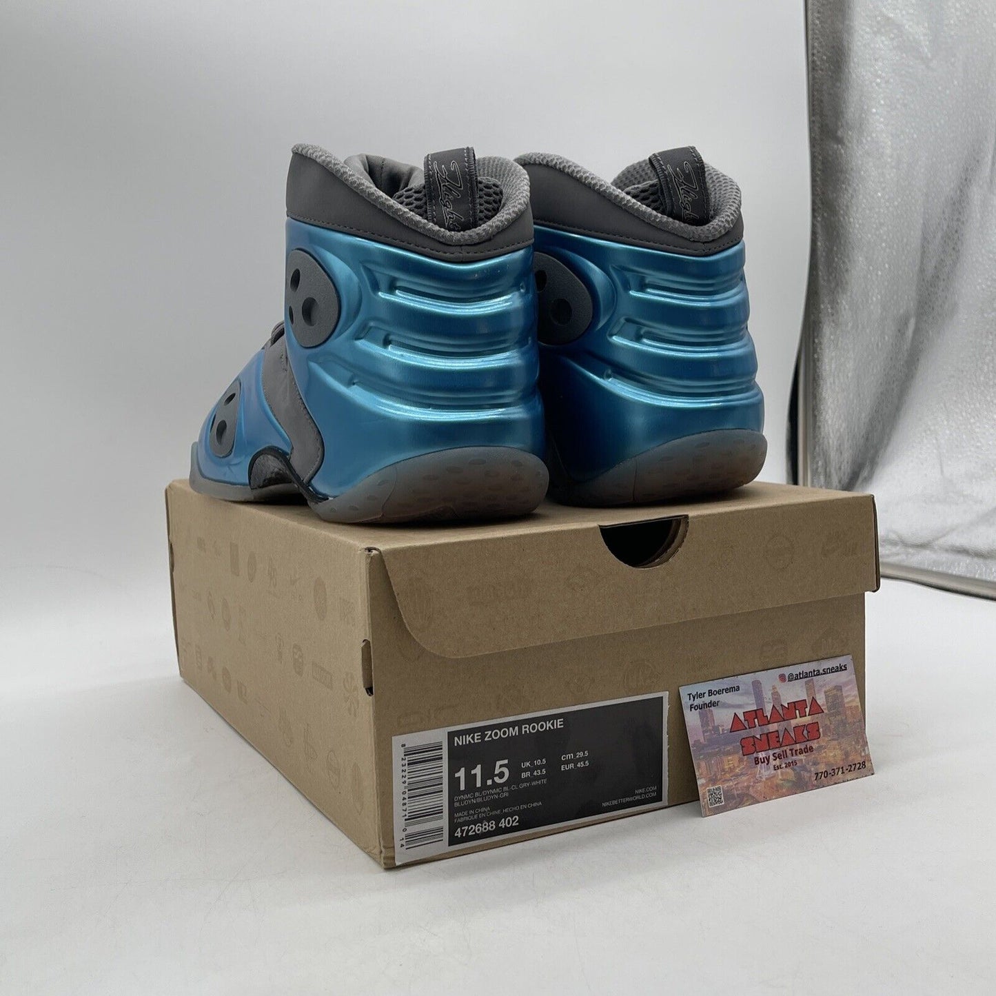 Size 11.5 - Nike Zoom Rookie Dynamic Blue Grey Black White (472688-402)