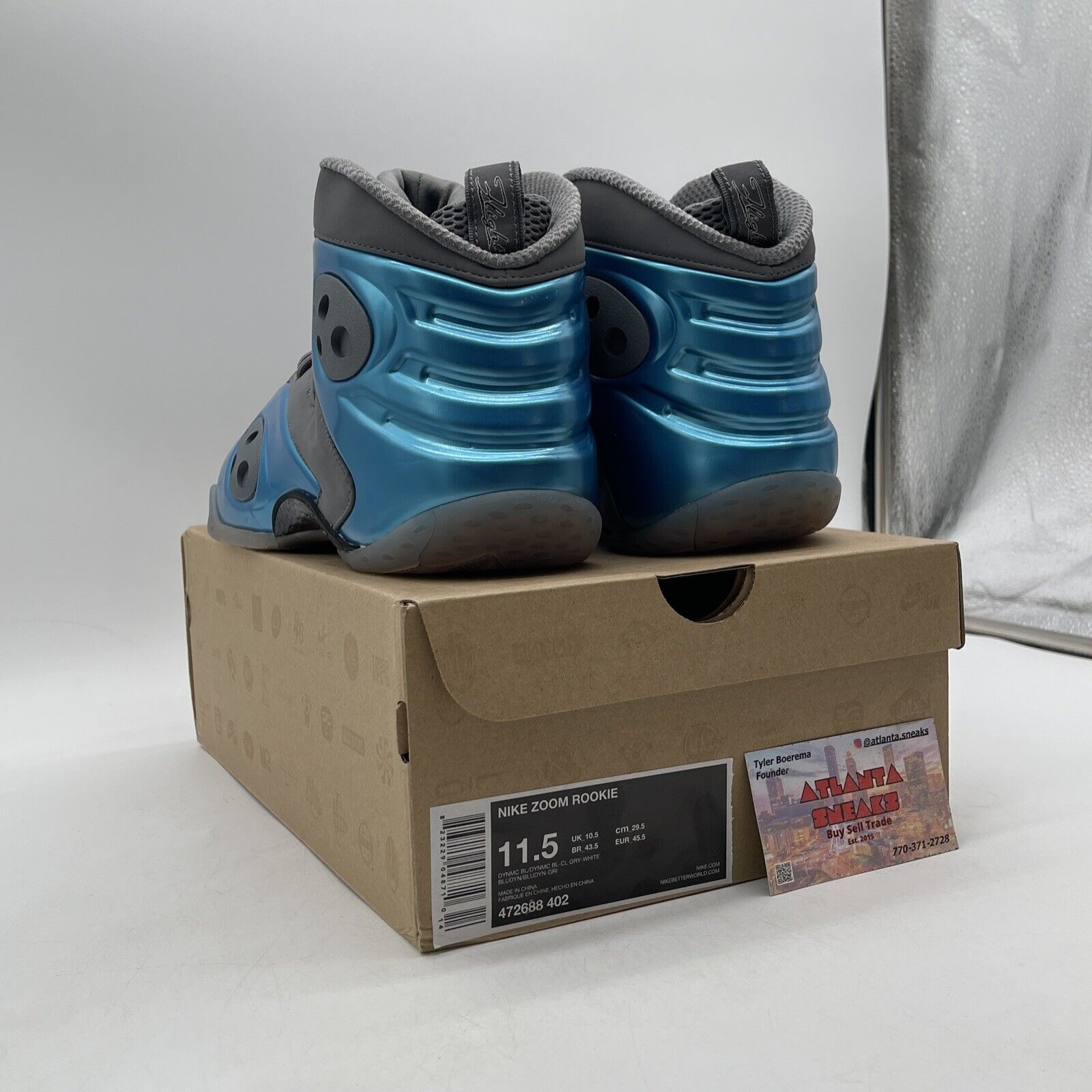 Size 11.5 - Nike Zoom Rookie Dynamic Blue Grey Black White (472688-402)