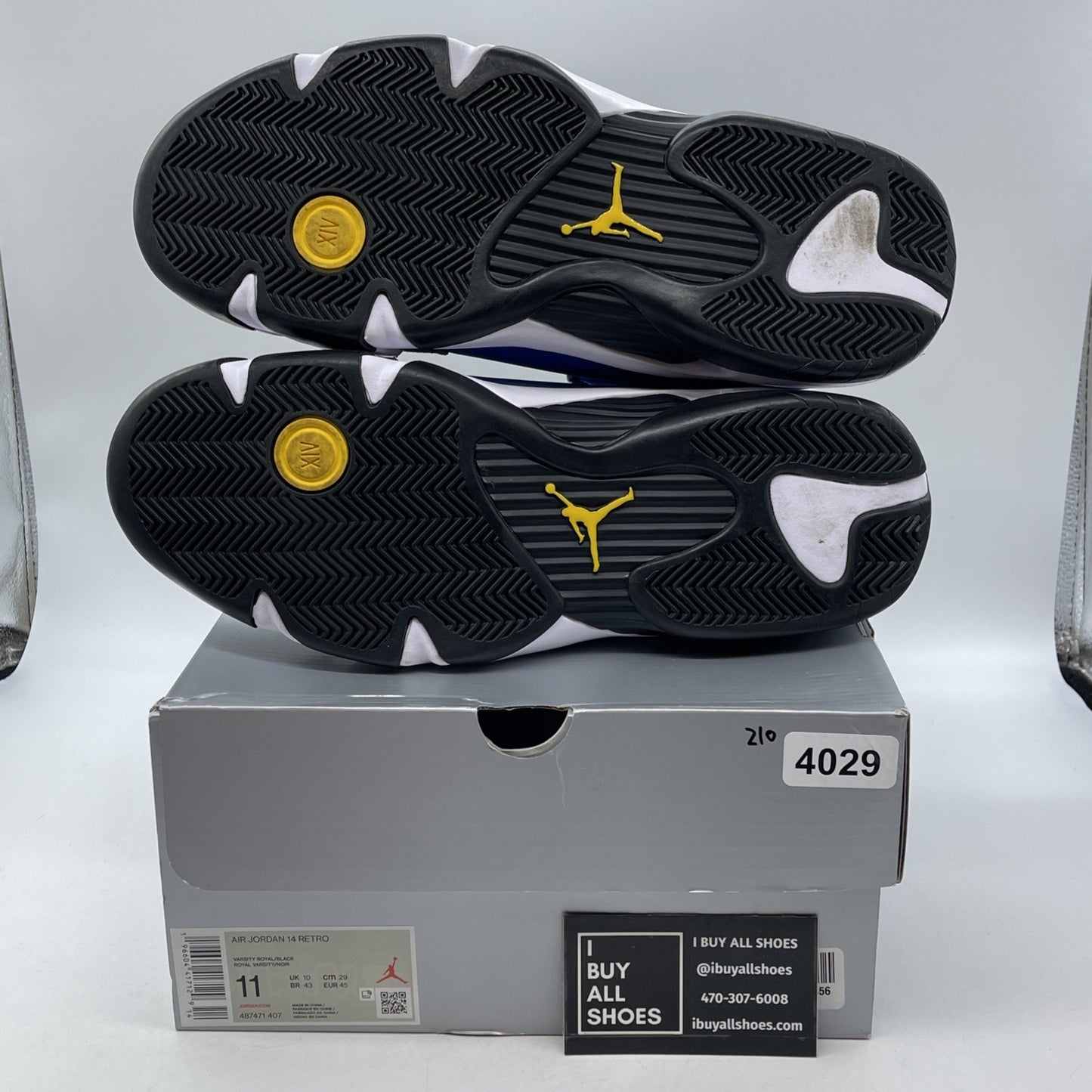 Size 11 - Air Jordan 14 Retro Laney Blue Black White Yellow Suede (487471-407)