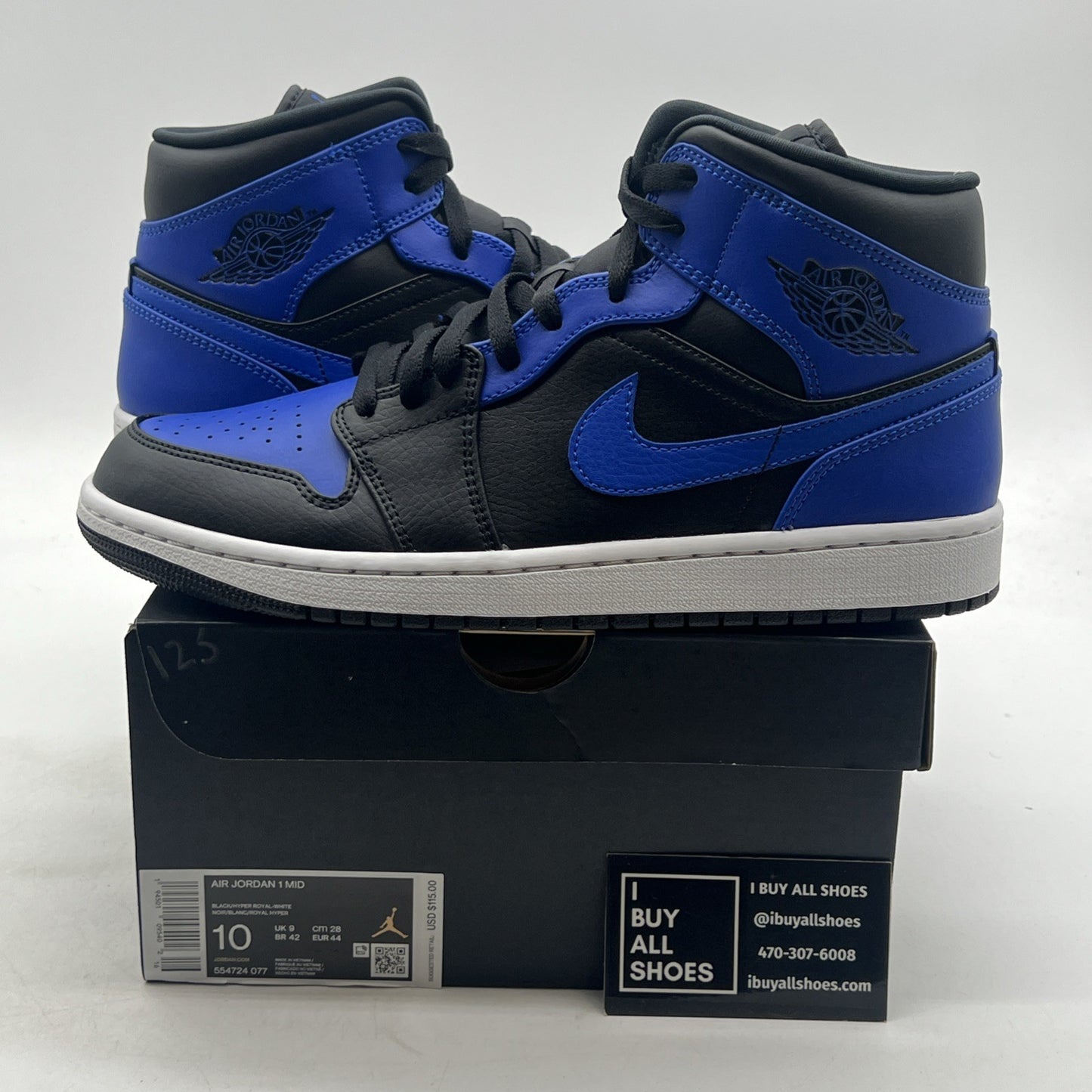 Size 10 - Air Jordan 1 Mid Hyper Royal  (554724-077)