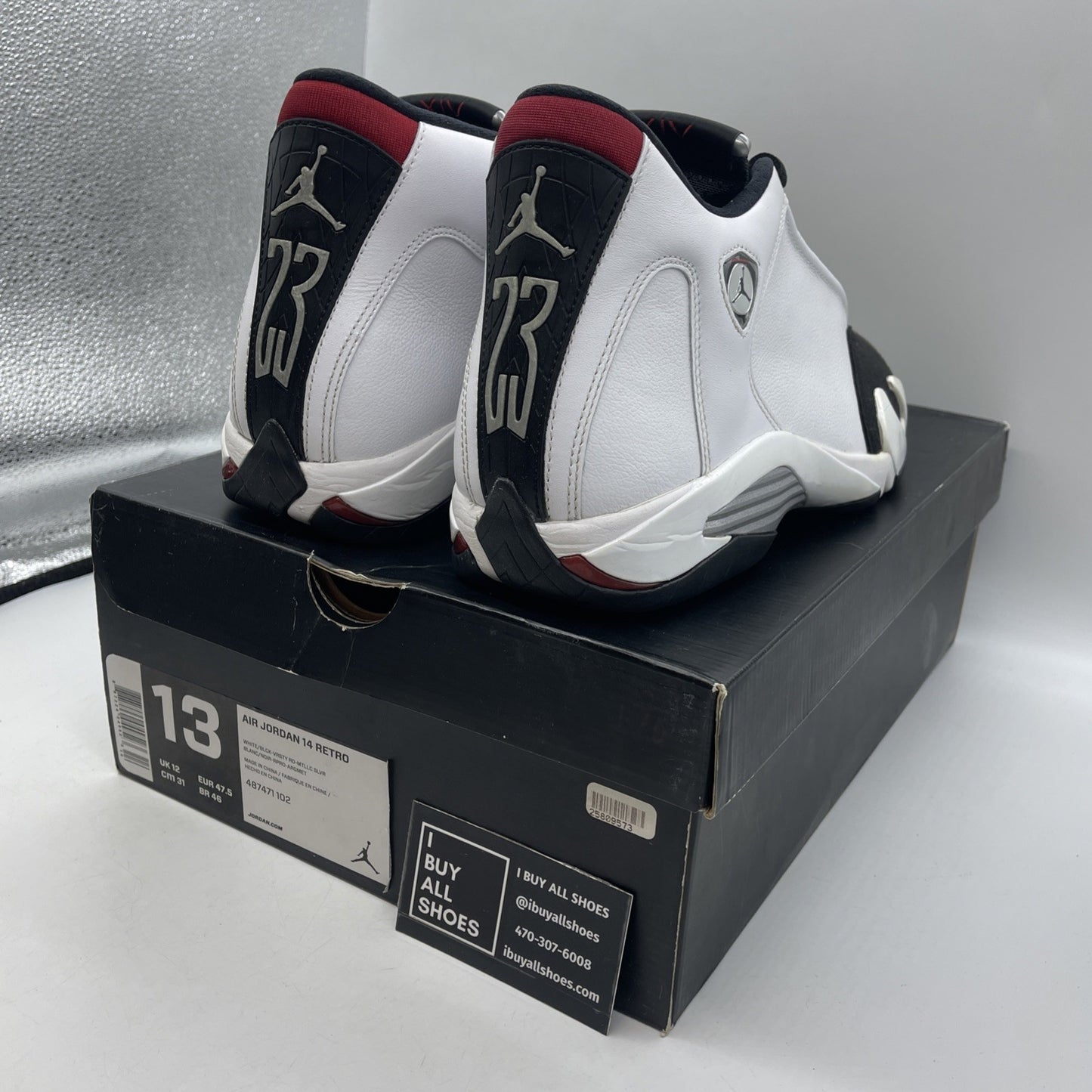 Size 13 - Air Jordan 14 Retro 2014 Black Toe (487471-102)
