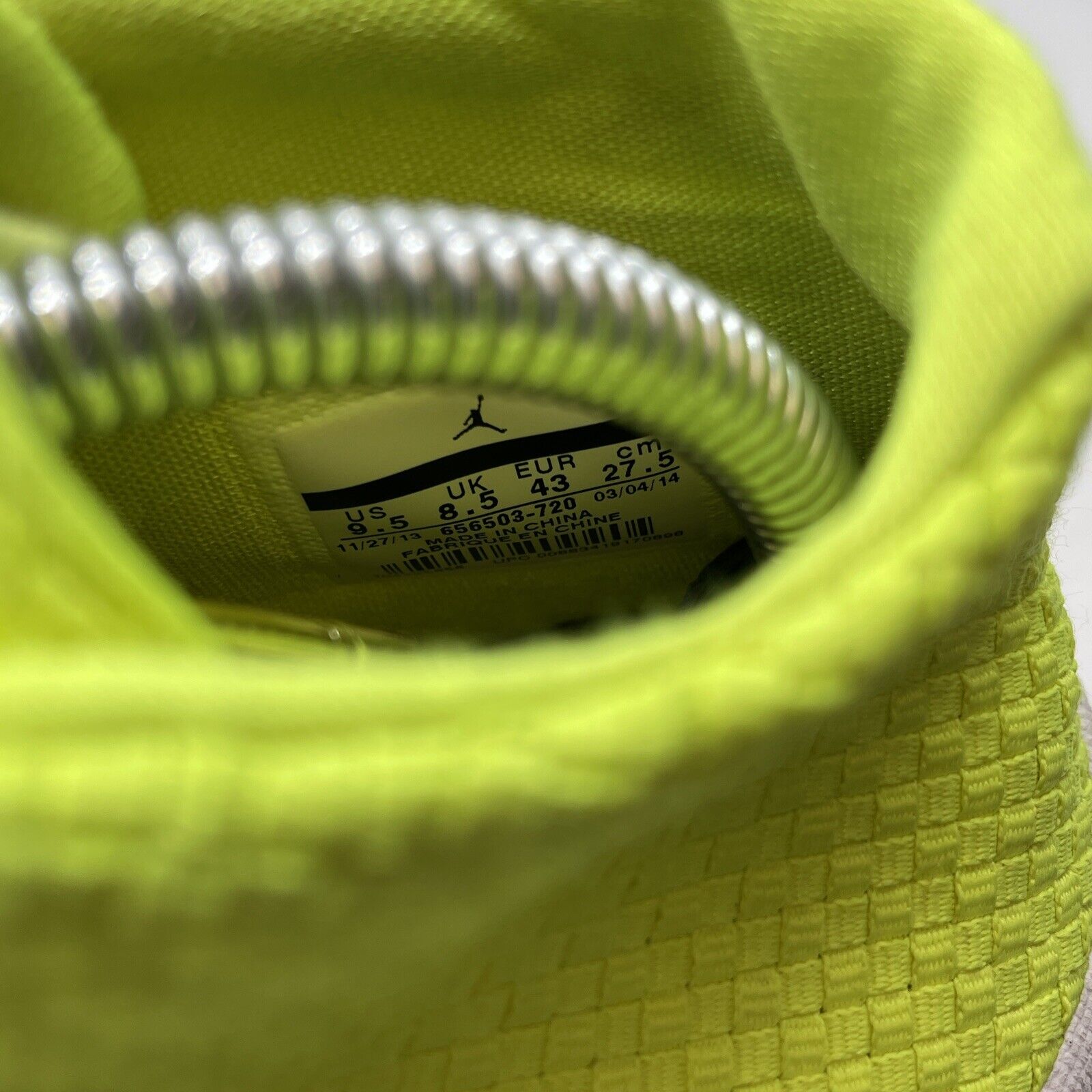 Size 9.5 - Air Jordan Future Volt Neon Yellow Suede White (656503-720)