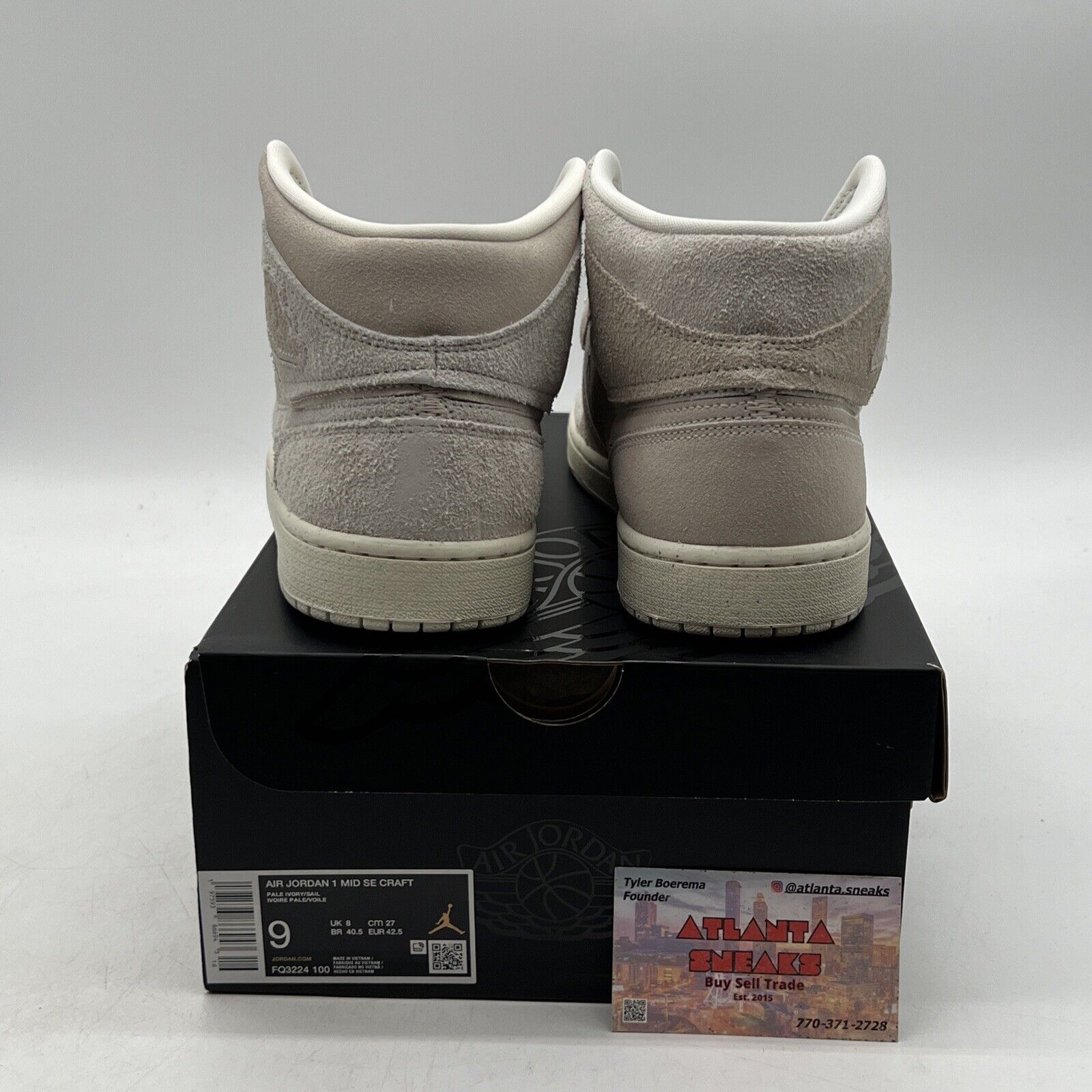 Size 9 - Air Jordan 1 SE Craft Mid Pale Ivory Suede (FQ3224-100)