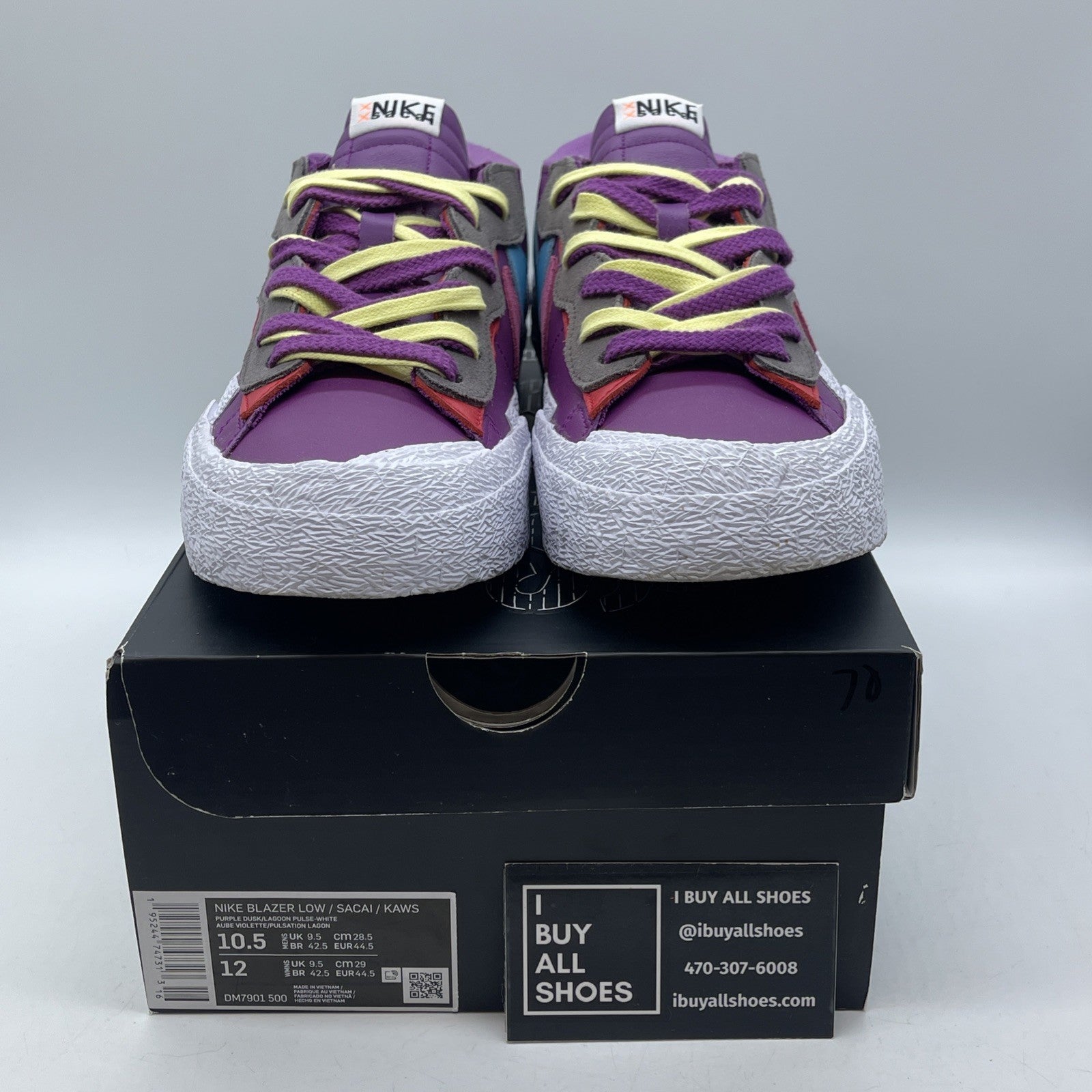 Size 10.5 - Nike KAWS x sacai x Blazer Low Purple Dusk Suede (DM7901-500)