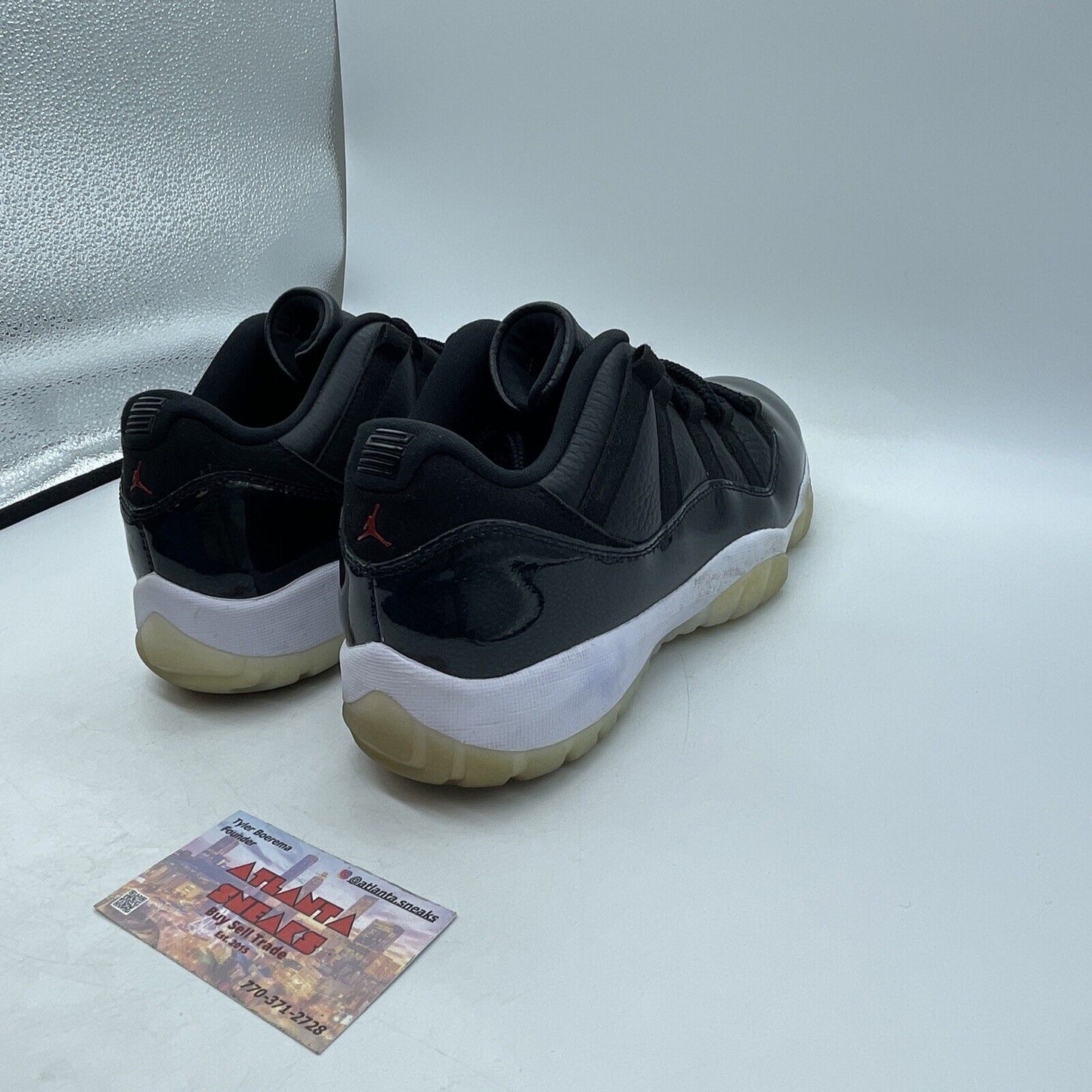 Size 10 - Jordan 11 Retro Low 72-10 Black White Leather (AV2187-001)