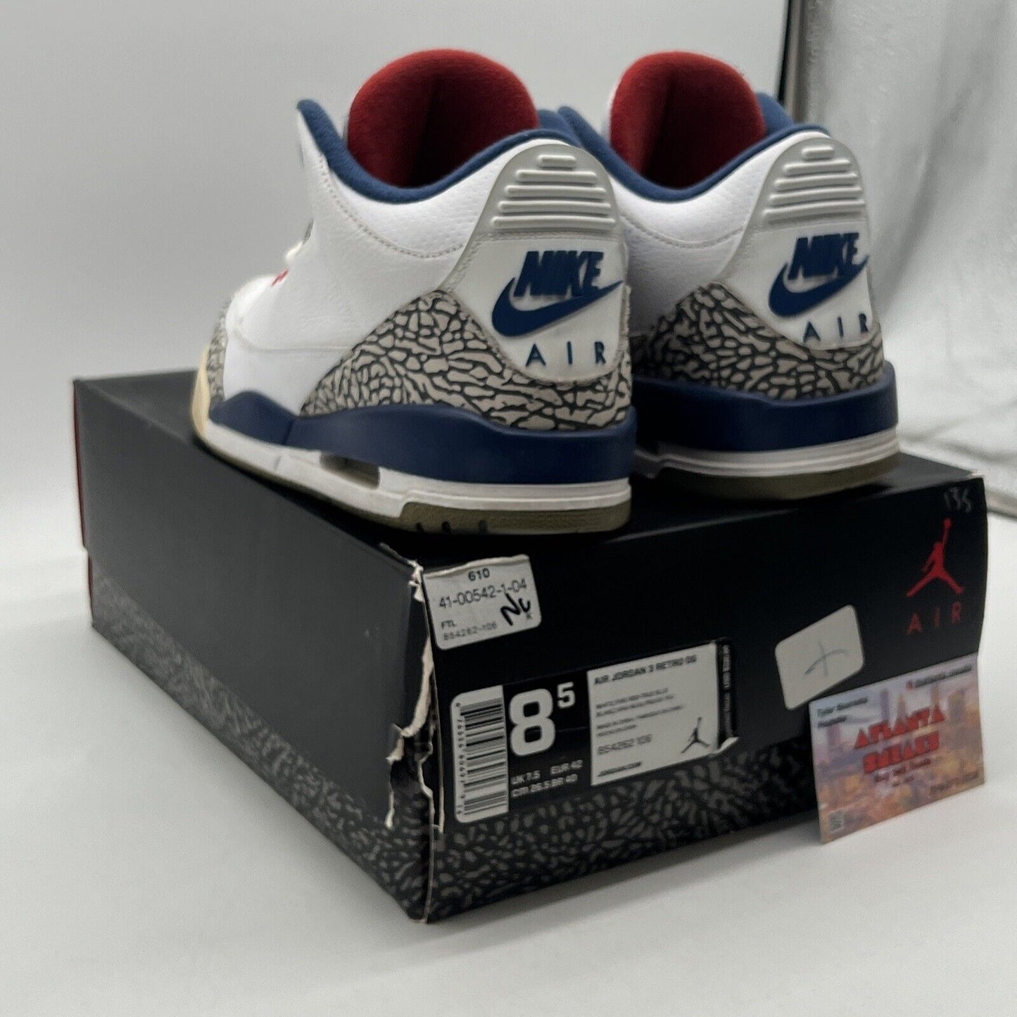 Size 8.5 - Jordan 3 Retro OG Mid True Blue Leather Black (854262-106)