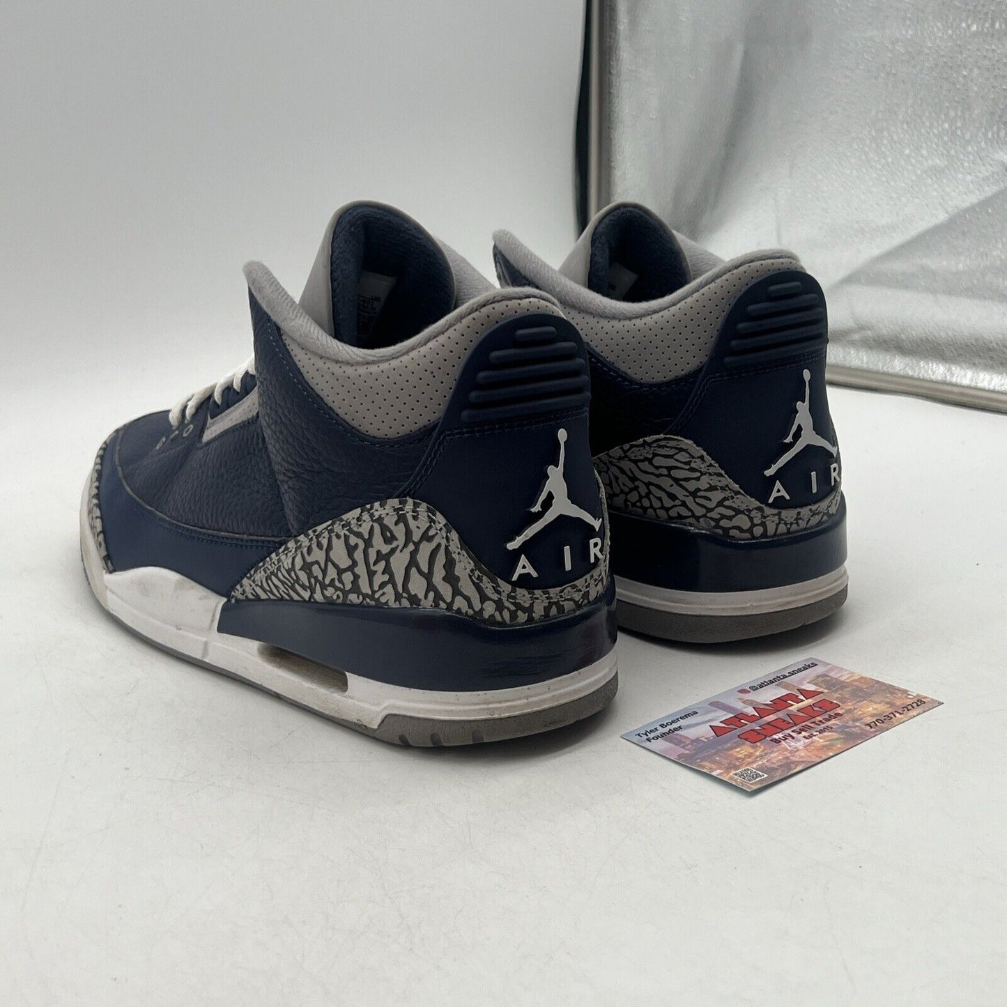 Size 10 - Jordan 3 Retro Blue Navy White Grey Leather (CT8532-401)