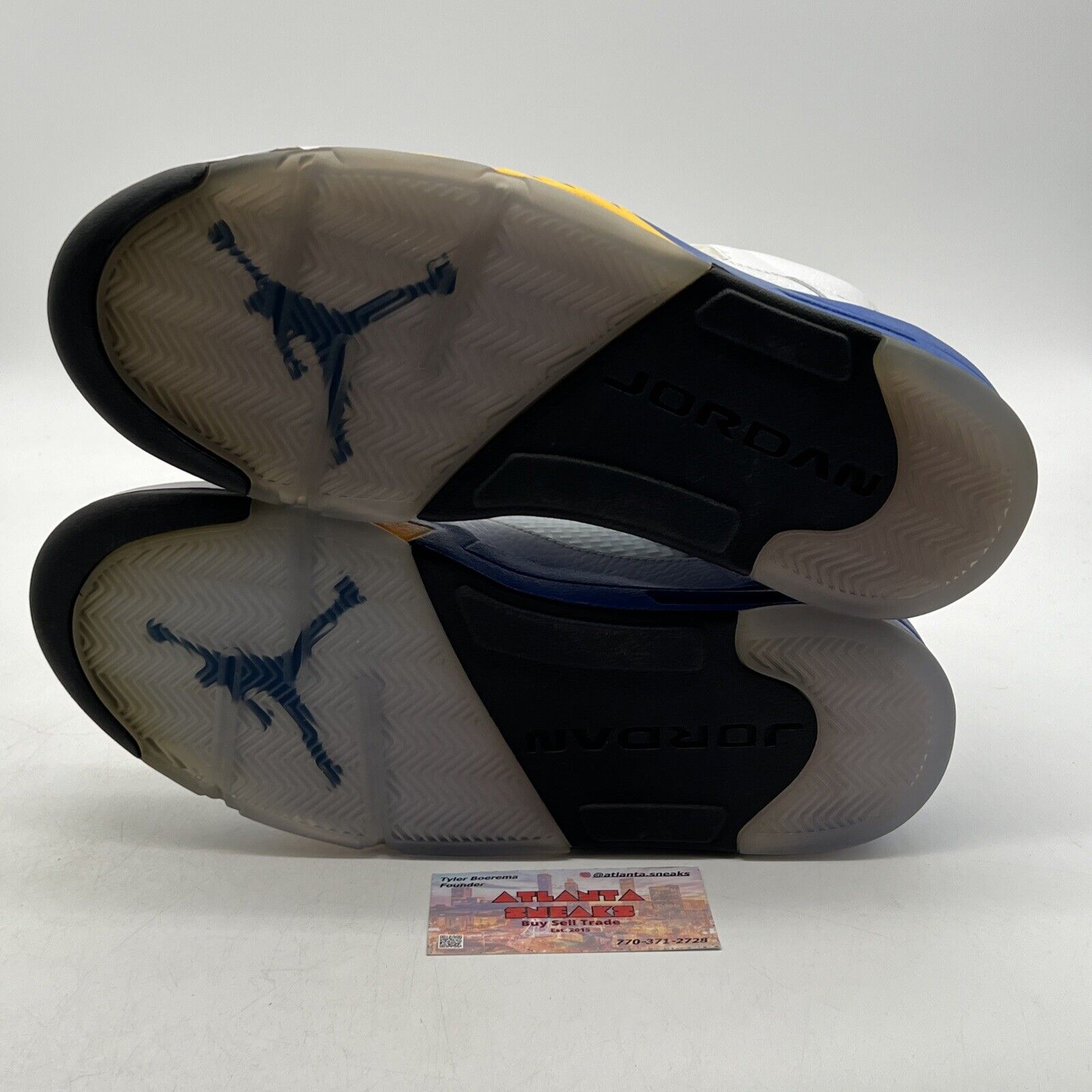 Size 11.5 - Air Jordan 5 Retro 2013 Laney White Yellow Blue Leather (136127-189)
