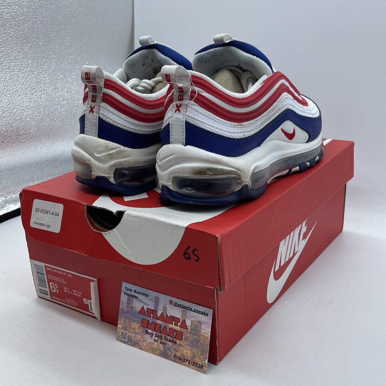 Air Max 97 GS USA White Blue Red Leather (CW5856-100