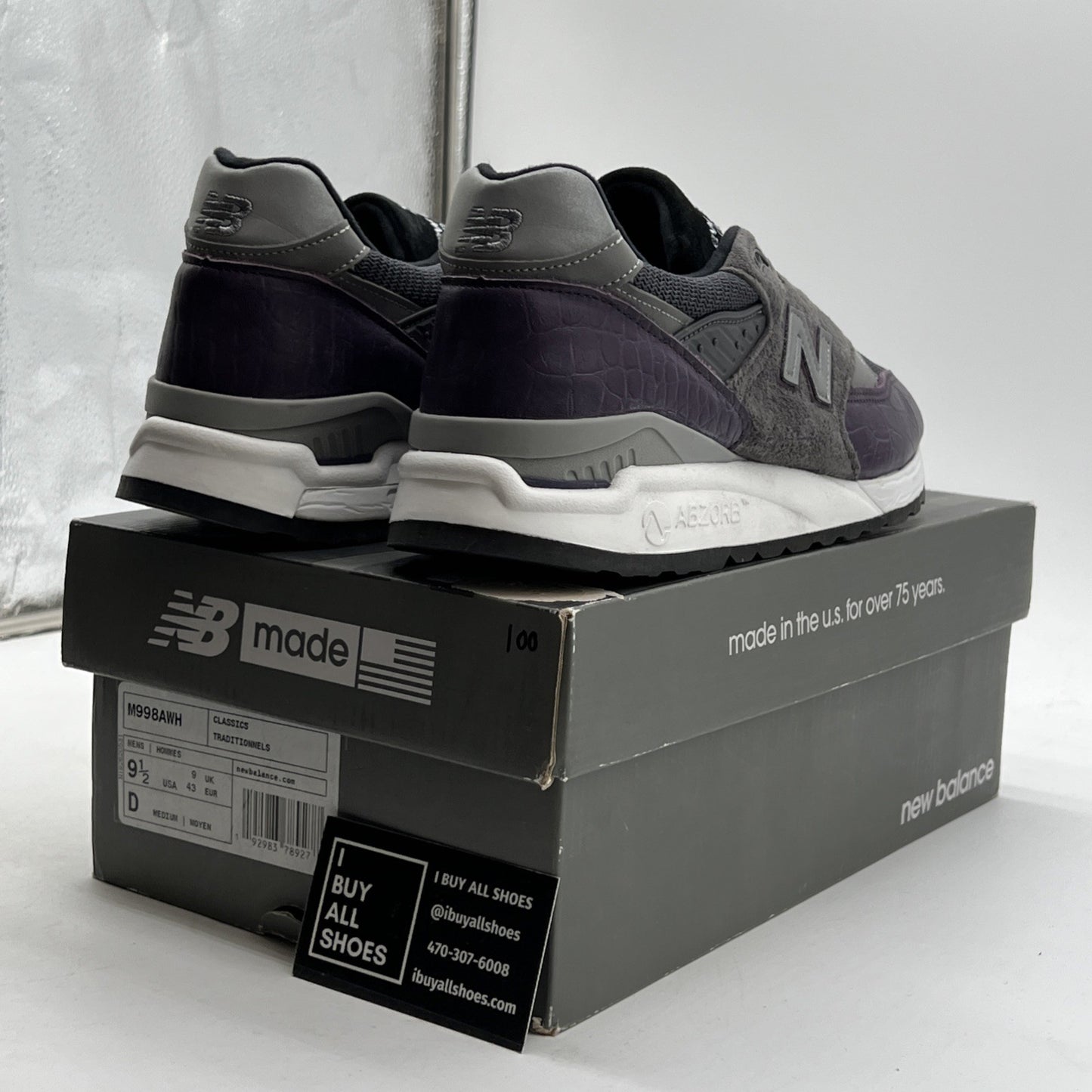 Size 9.5 - New Balance 998 Made in the USA Purple Croc (M998AWH)
