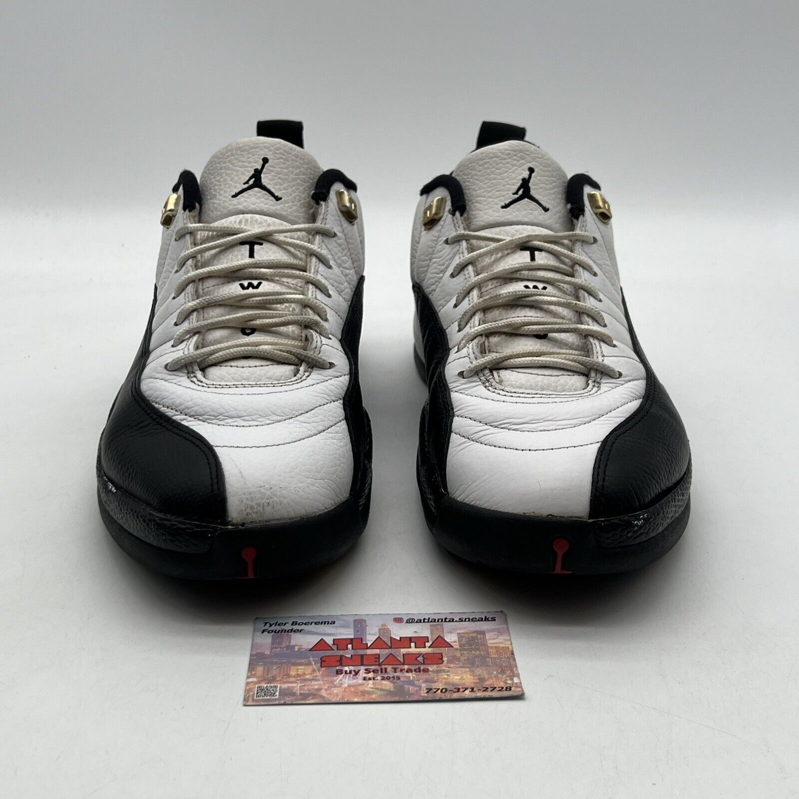 Size 10.5 - Air Jordan 12 Retro 2011 Low Taxi Black White Leather (308317-104)