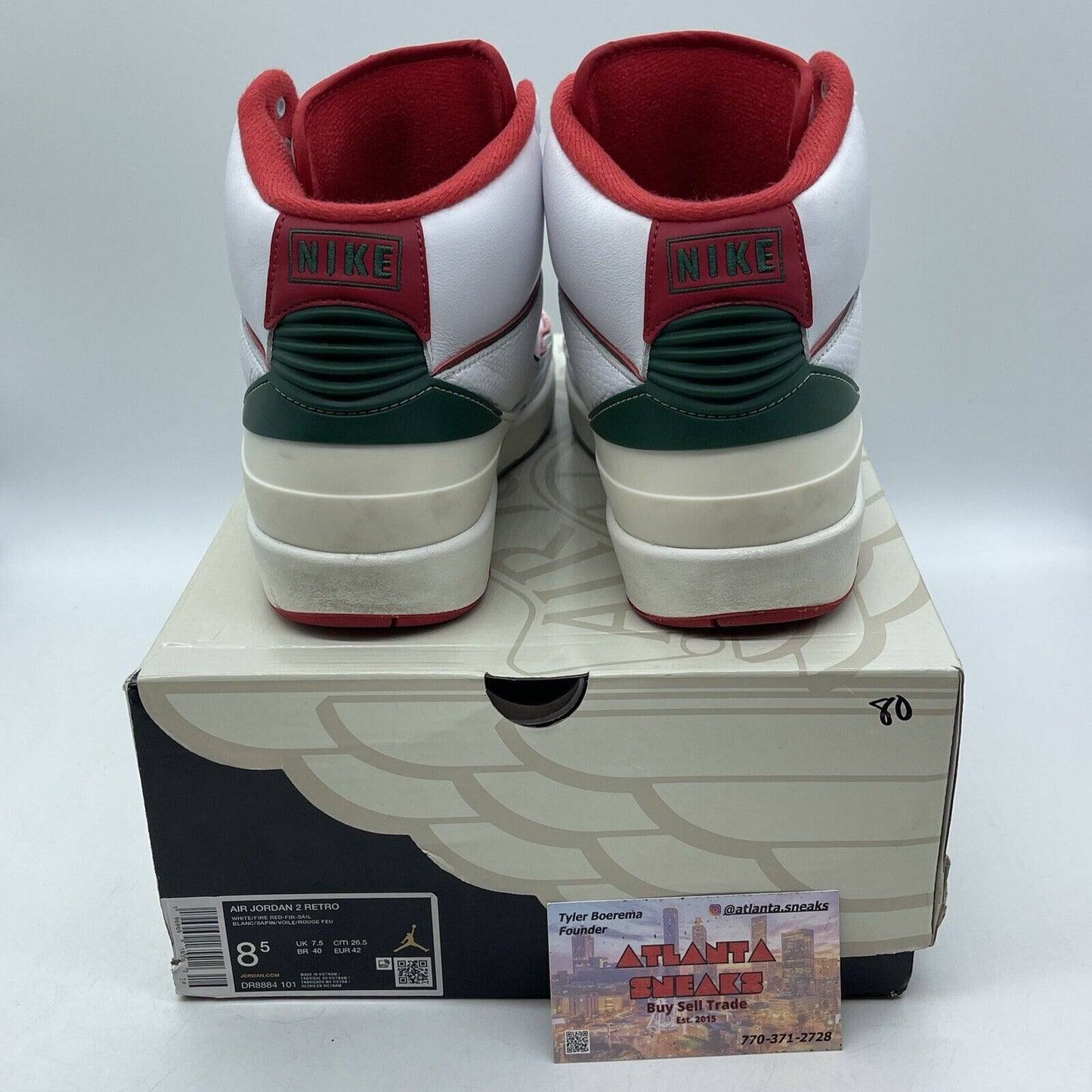 Size 8.5 - Air Jordan 2 Retro Origins Red Green White Leather (DR8884-101)