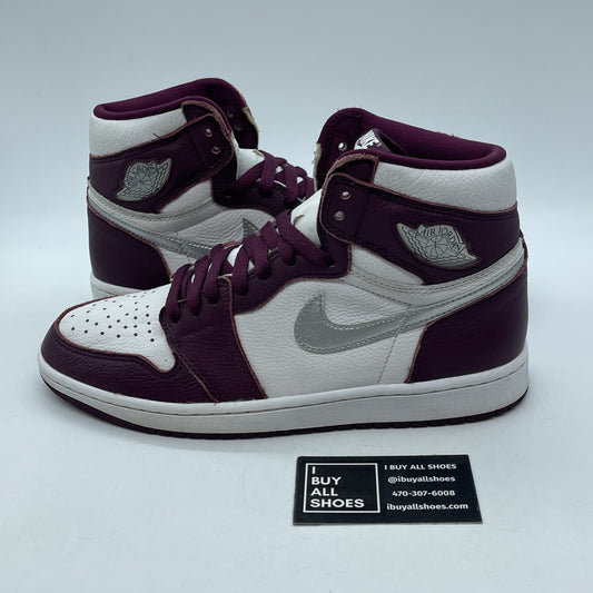 Size 9 - Jordan 1 Retro High OG Bordeaux White Silver Leather (555088-611)