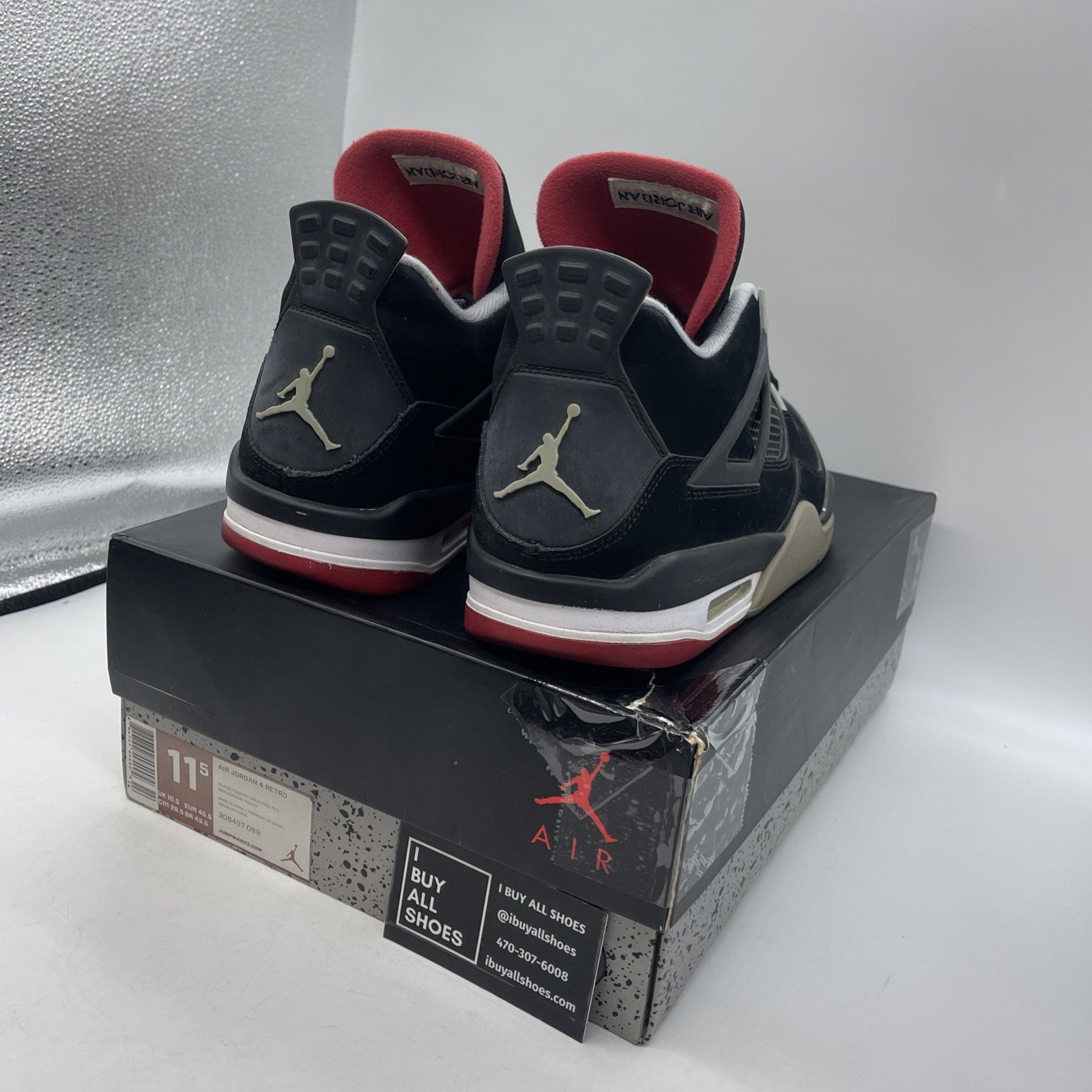 Size 11.5 - Air Jordan 4 Retro bred release 2012 (308497-089)