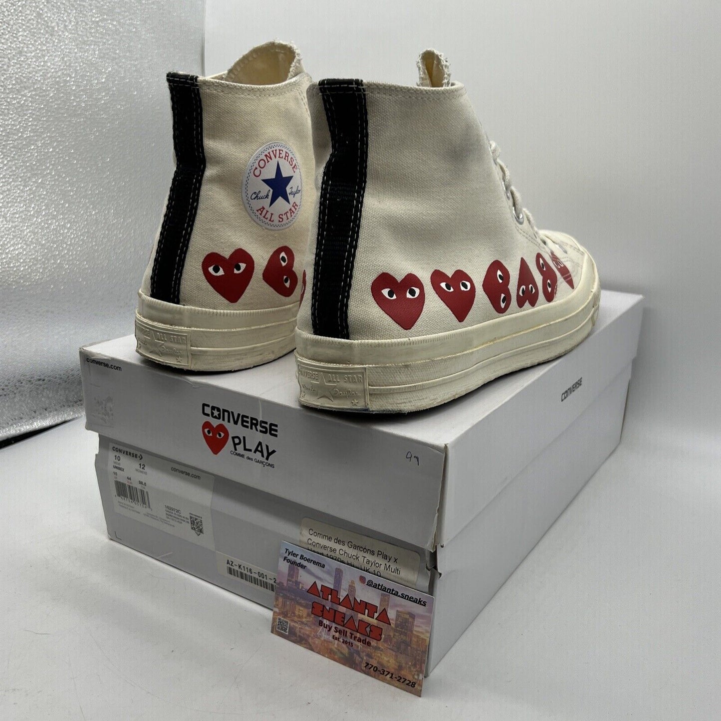 Converse Chuck 70 High Top x Comme des Garcons Play Multi Heart 162972C Size 10