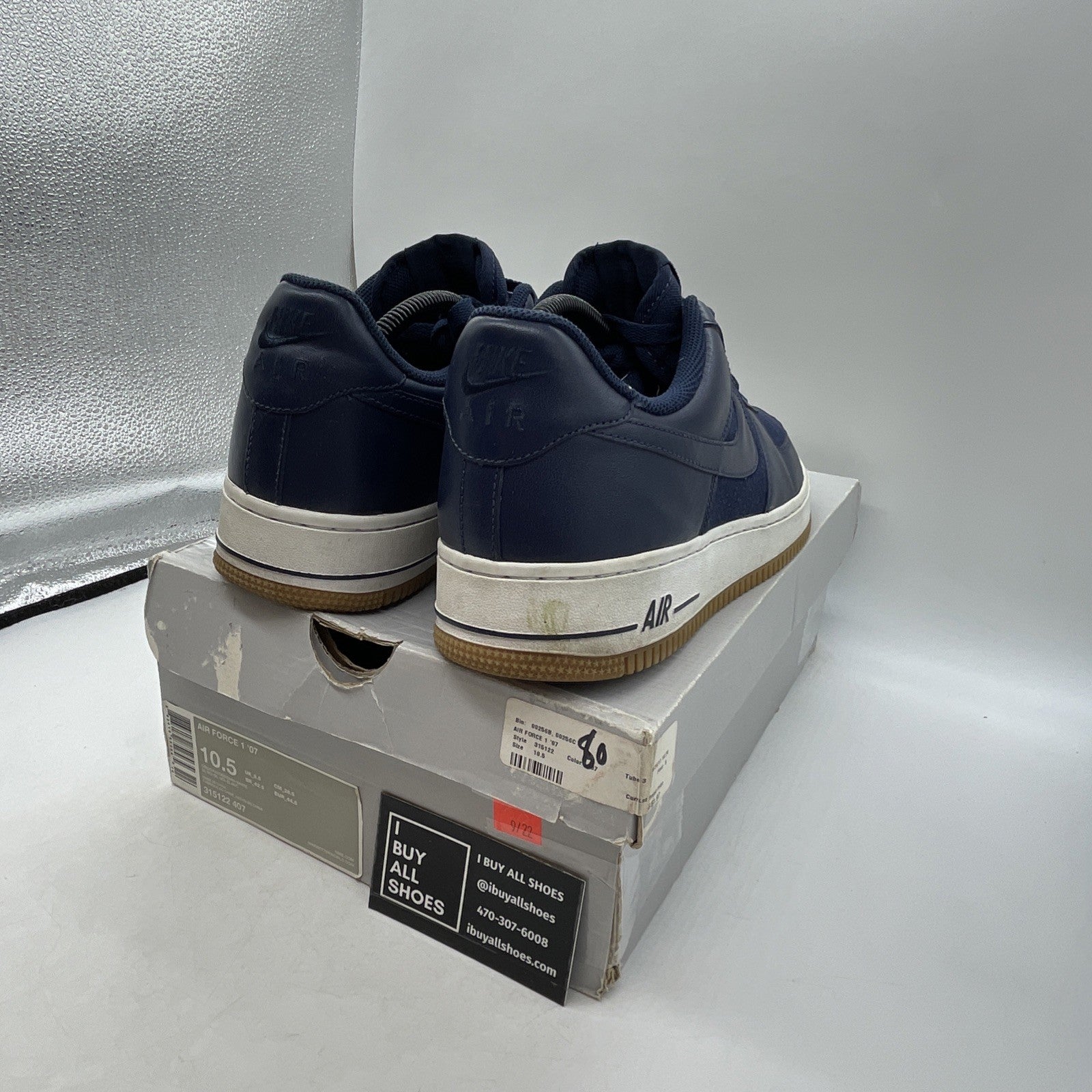 Size 10.5 - Nike Air Force 1 '07 Low Obsidian (315122-407)
