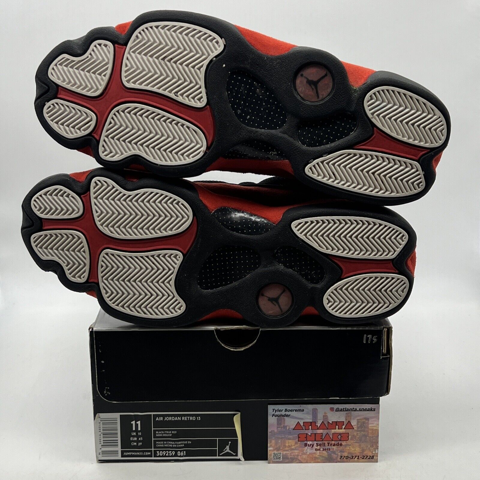 Size 11 - Air Jordan 13 Retro 2004 Bred Black Red Suede Leather (309259-061)