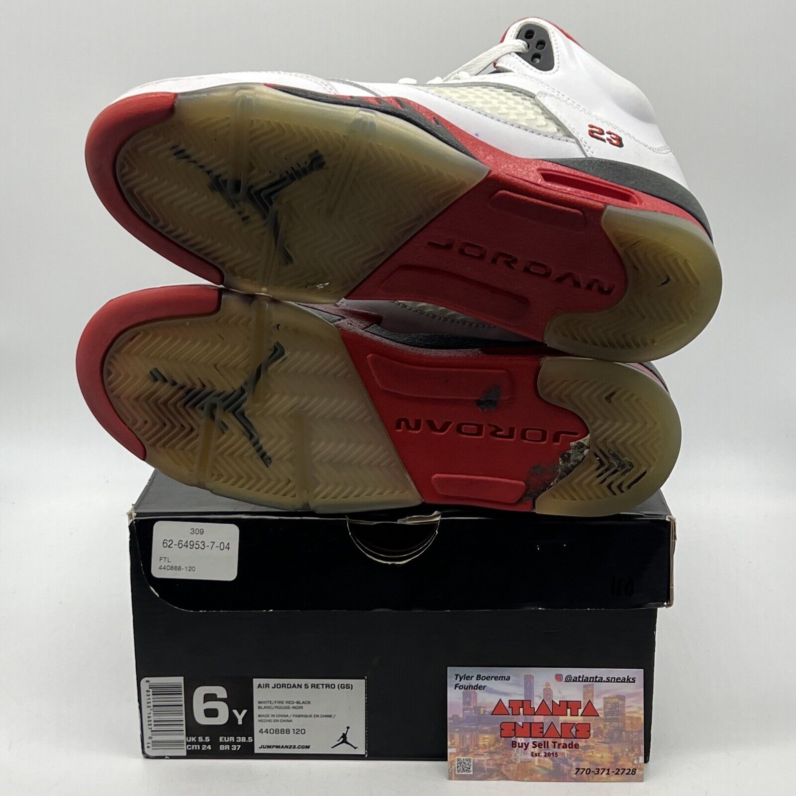 Size 6 - Air Jordan 5 Retro 2013 Fire Red Leather Icey  (440888-120)