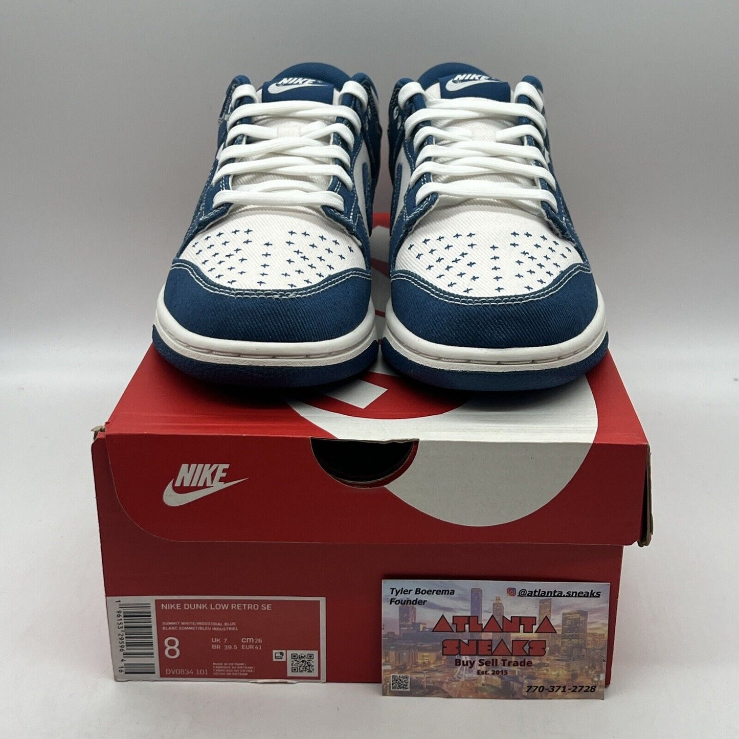 Size 8 - Nike Dunk Low SE Sashiko - Industrial Blue Brand New Og All