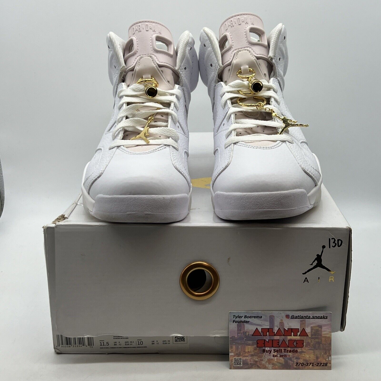 Size 11.5 - Air Jordan 6 Retro Gold Hoops W Pink Leather (DH9696-100)