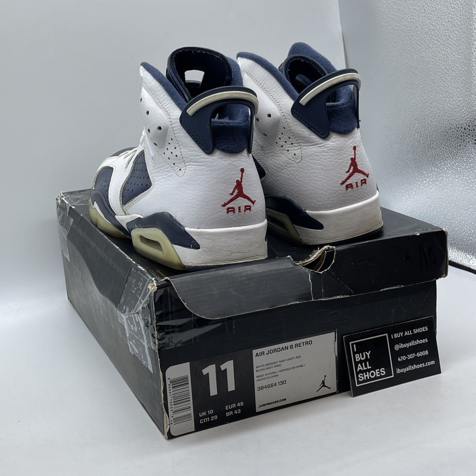 Size 11 - Air Jordan 6 Retro 2012 Olympic Blue White Leather (384664-130)