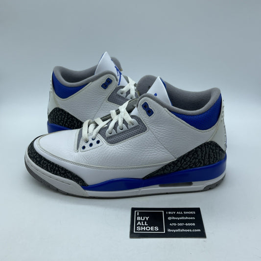 Size 10 - Jordan 3 Retro Mid Racer Blue White Suede Leather (CT8532-145)