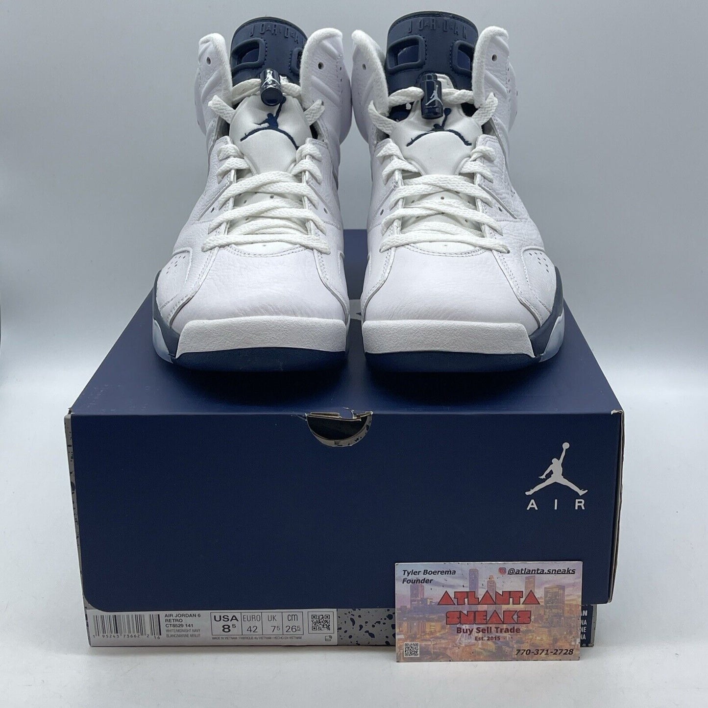 Size 8.5 - Jordan 6 Retro Midnight Navy Silver White Leather (CT8529-141)