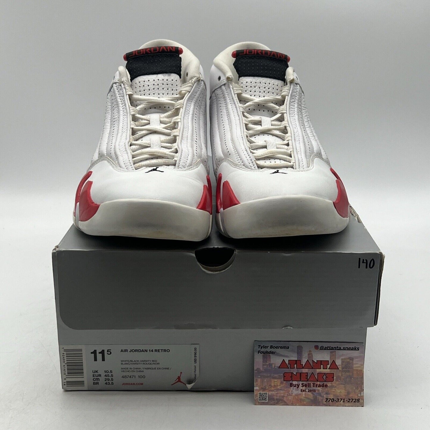 Size 11.5 - Air Jordan 14 Retro 2019 Candy Cane White Red Leather (487471-100)