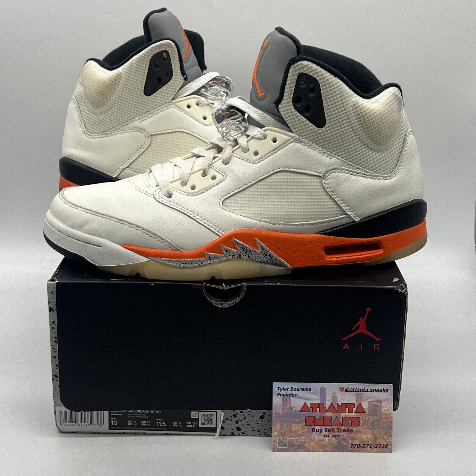 Size 10 - Jordan 5 Shattered Backboard White Black Orange Silver Leather