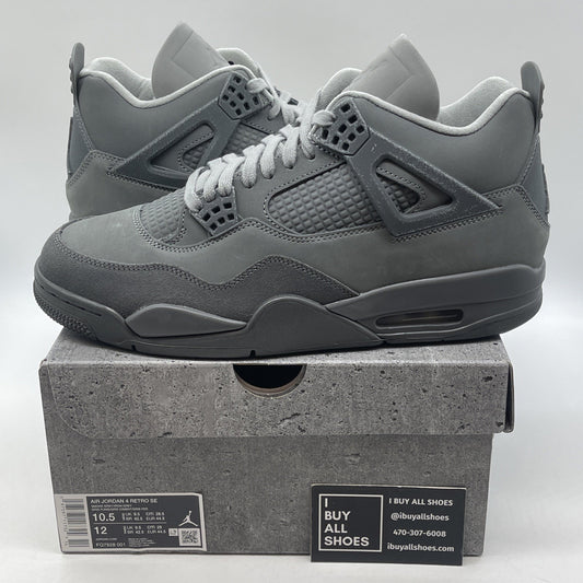 Size 10.5 - Air Jordan 4 Retro SE Wet Cement Grey Suede (FQ7928-001)