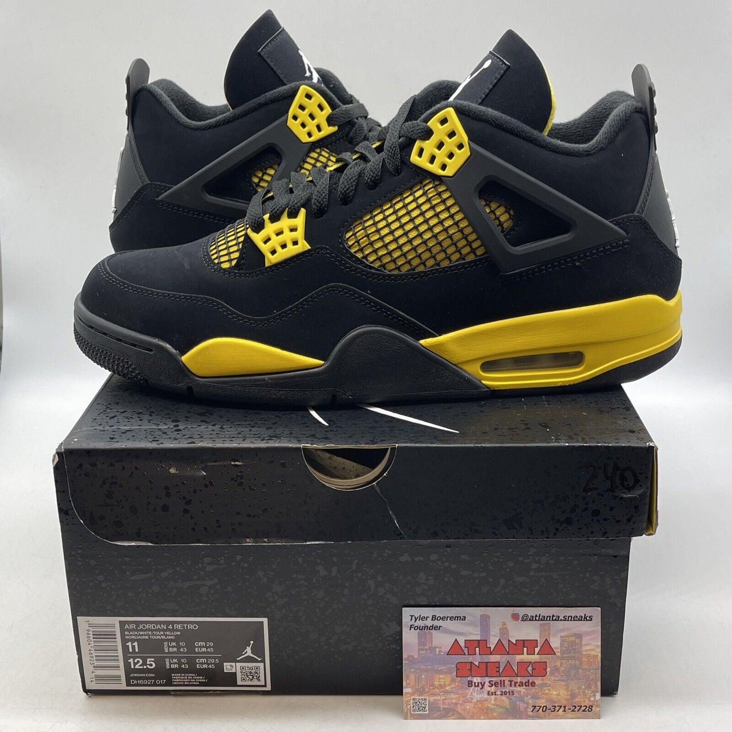 Size 11 - Jordan 4 Retro Mid Thunder Black Yellow Suede (DH6927-017)