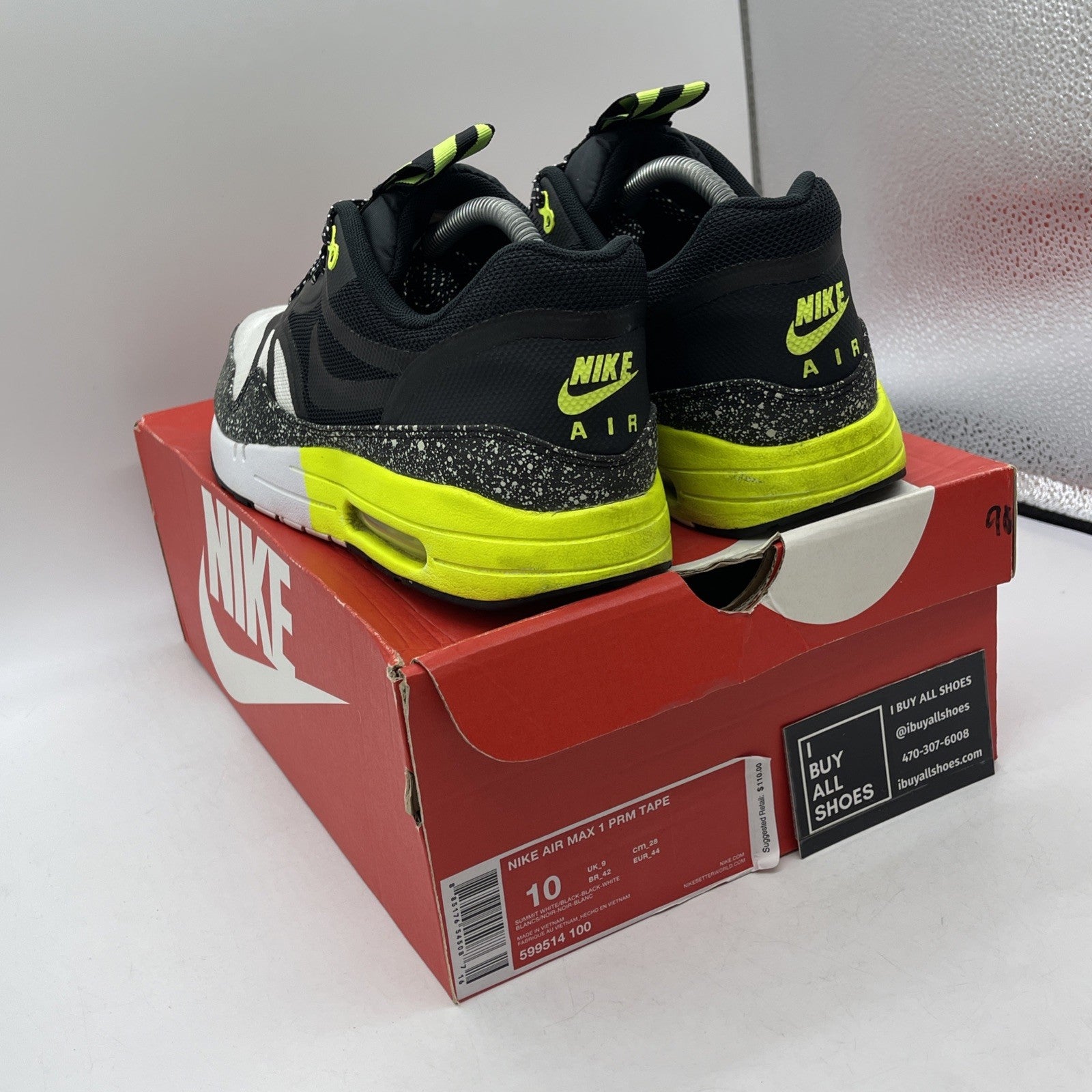 Size 10 - Nike Air Max 1 Night Run Black Grey Suede Leather (599514-100)